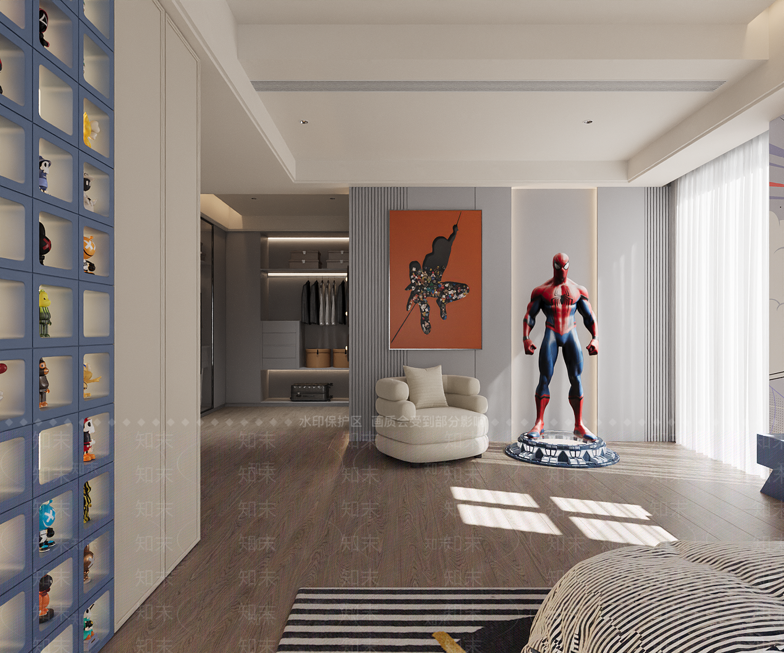 现代简约男孩房3D模型下载【ID:1232306393】