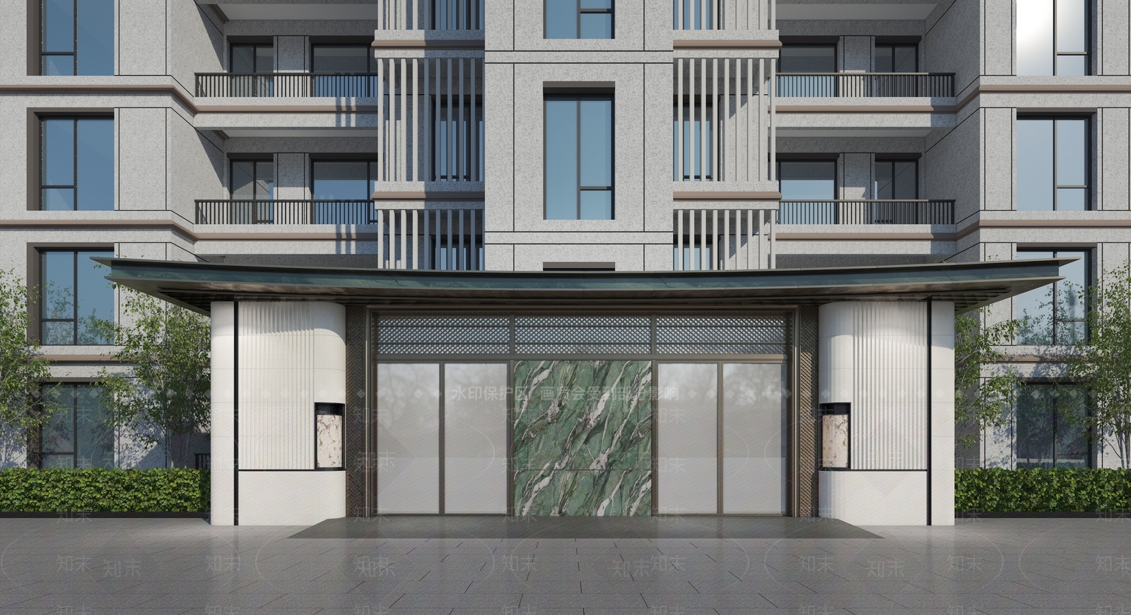 新中式小高层住宅楼3D模型下载【ID:1232307401】