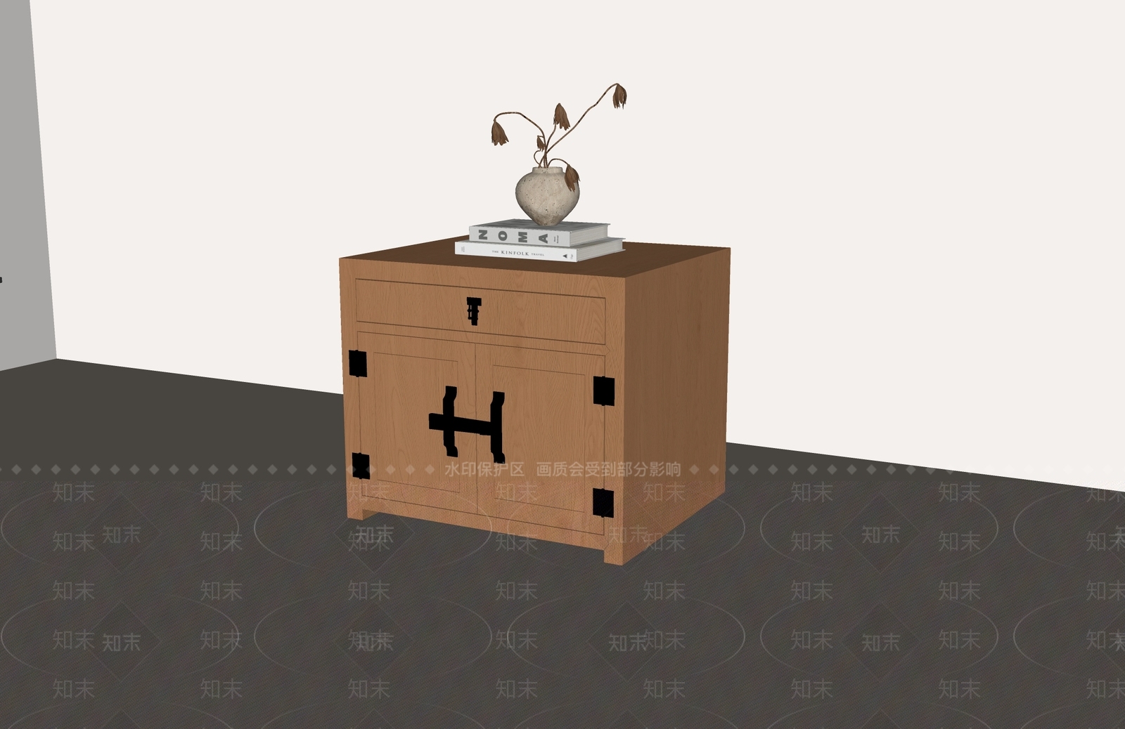 新中式床头柜SU模型下载【ID:1232307840】