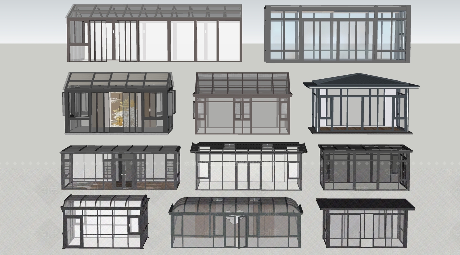现代遮挡设施SU模型下载【ID:1232314028】