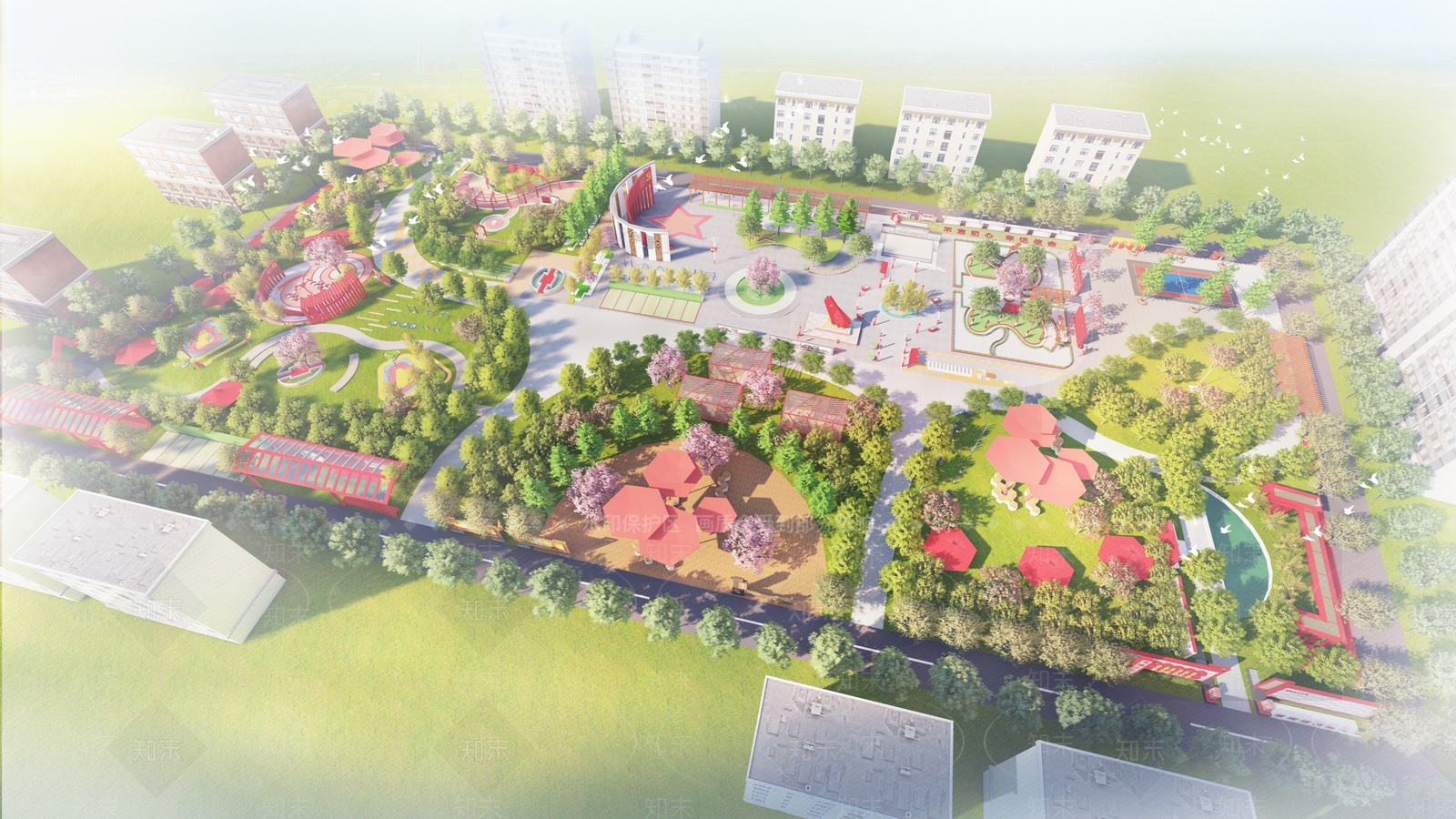 现代主义景观公园SU模型下载【ID:1232314910】