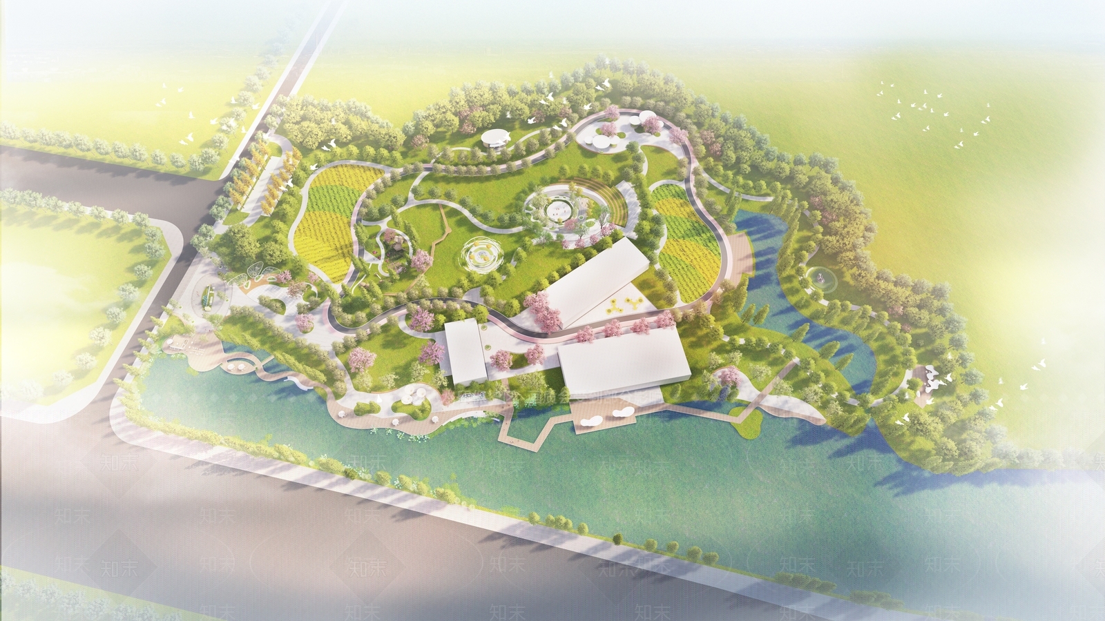现代主义景观公园SU模型下载【ID:1232315507】