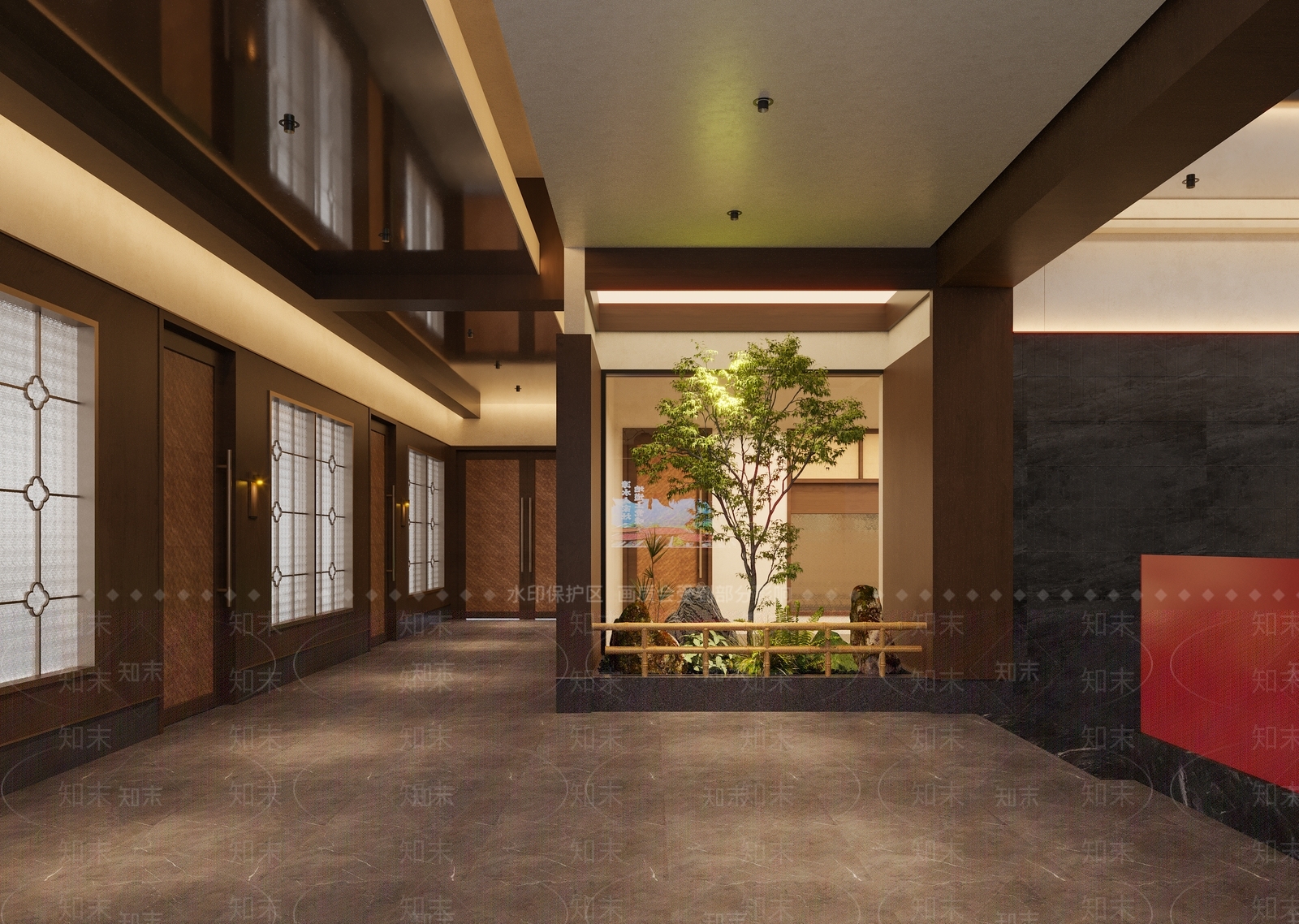 新中式酒店走廊3D模型下载【ID:1232316146】
