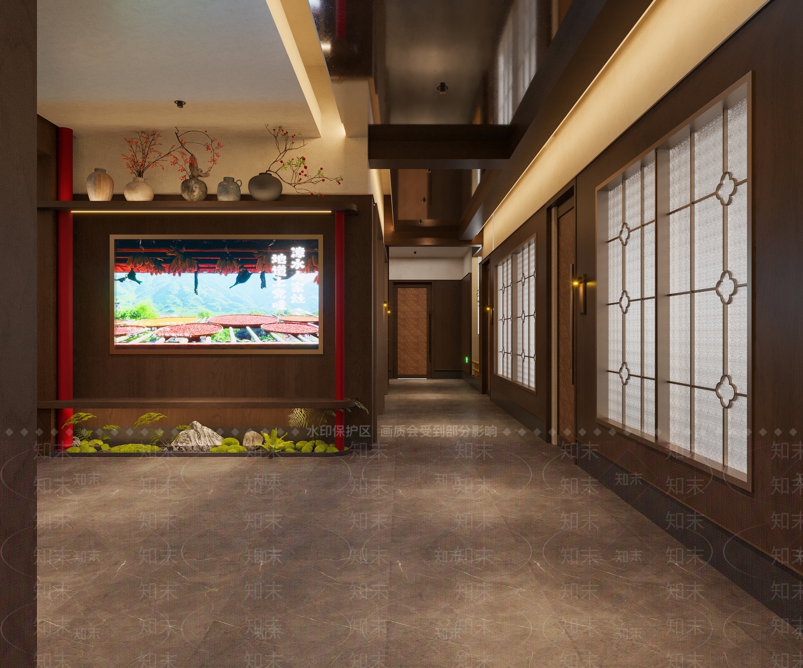 新中式酒店走廊3D模型下载【ID:1232316146】