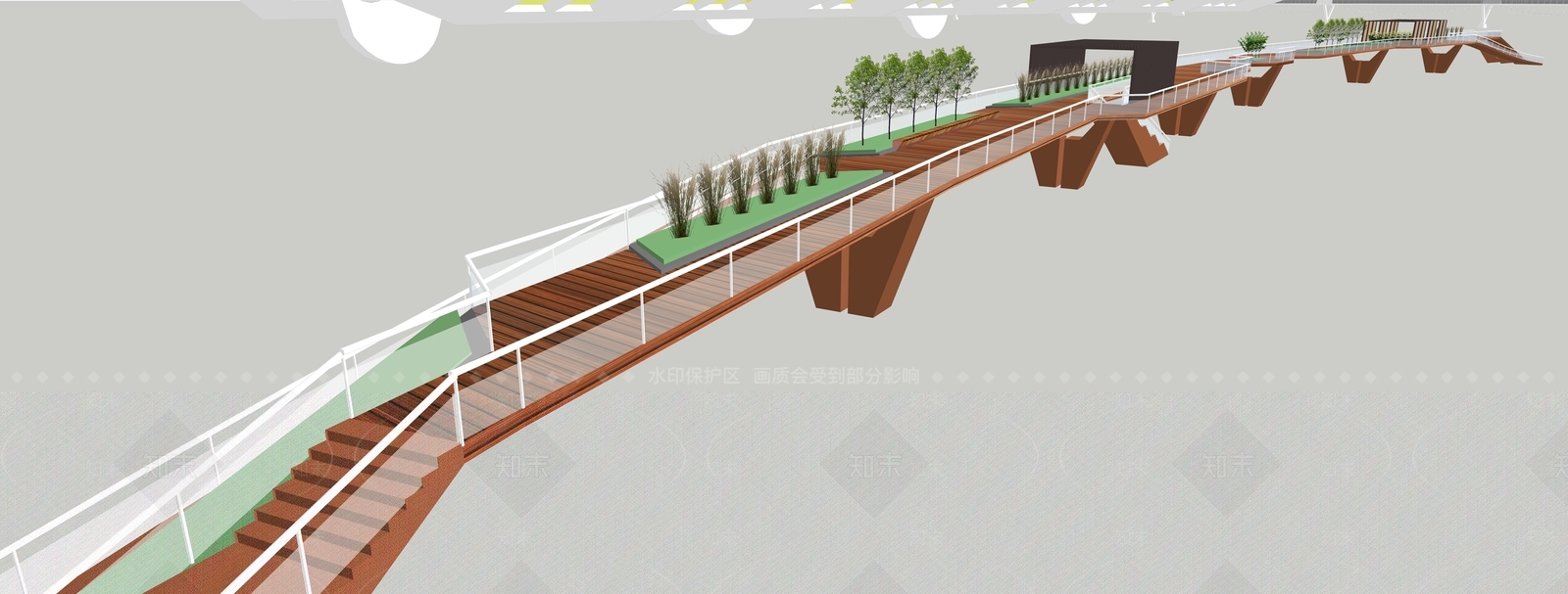 现代主义景观桥SU模型下载【ID:1232316363】