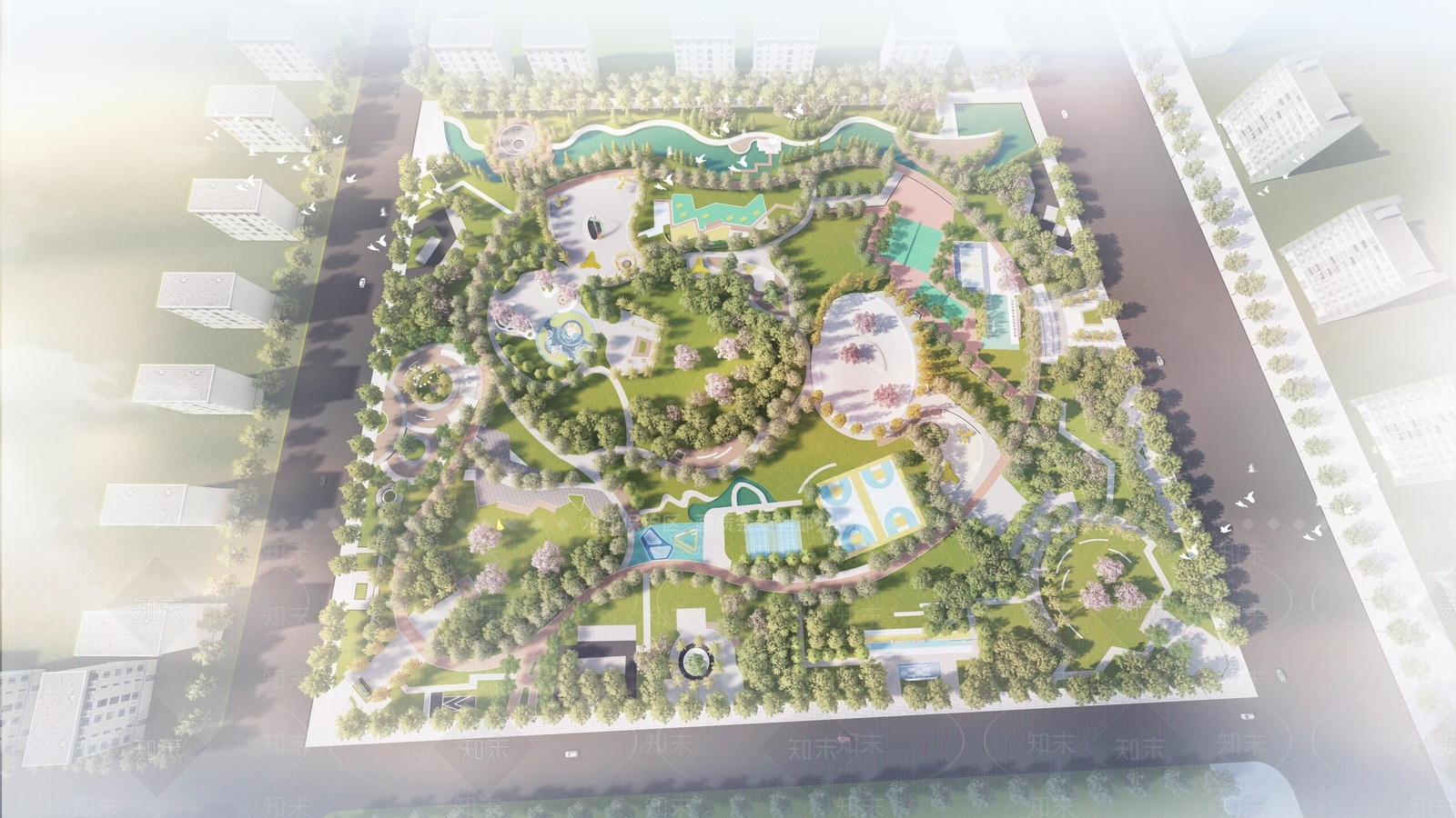 现代主义体育公园SU模型下载【ID:1232316335】