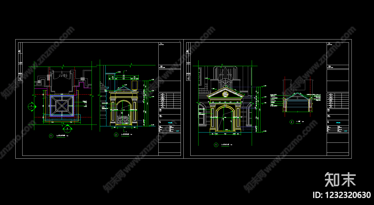 别墅建筑cad施工图下载【ID:1232320630】