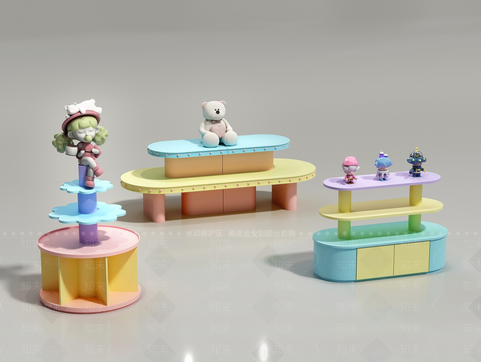孟菲斯文创展台3D模型下载【ID:1232322257】