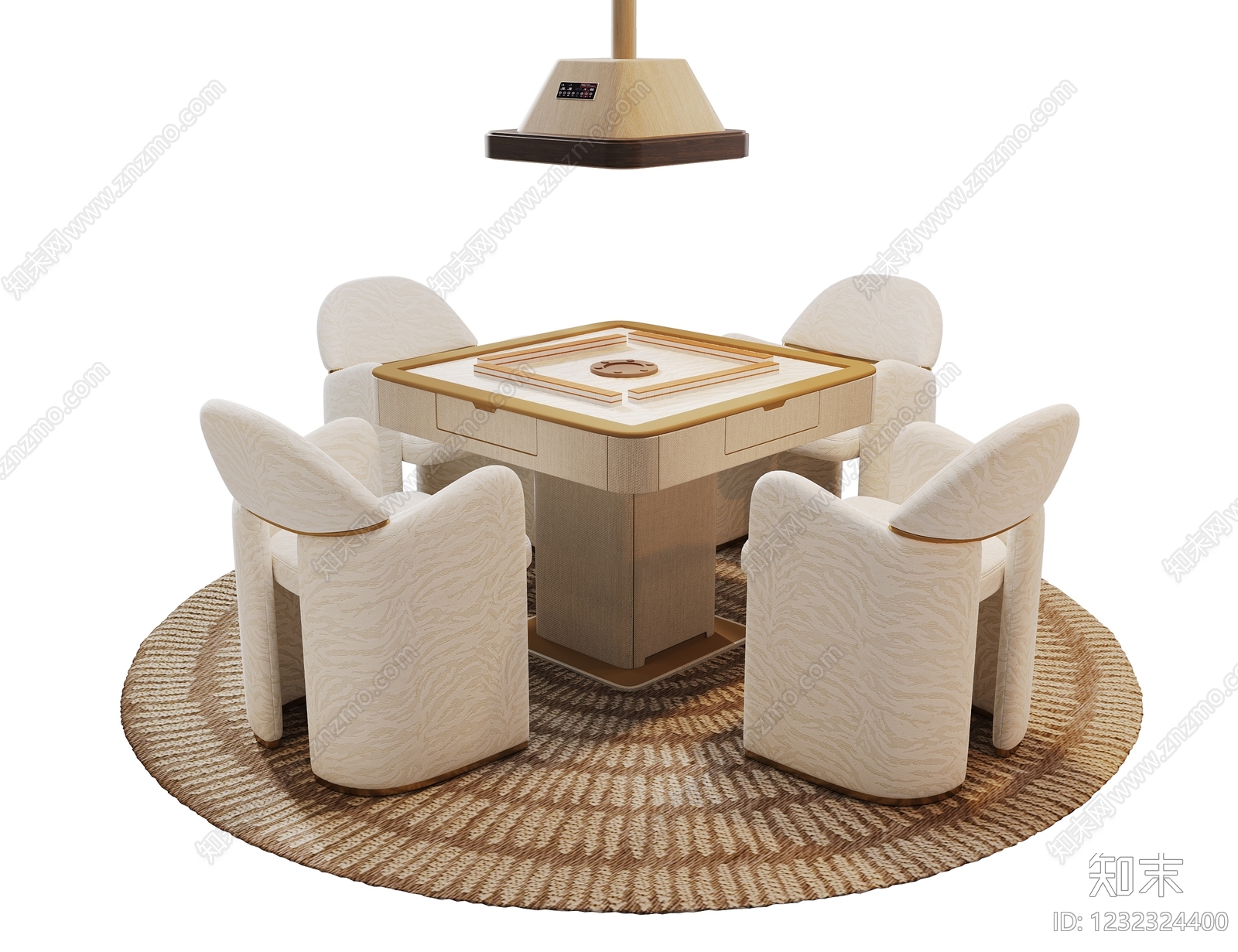 奶油风麻将桌3D模型下载【ID:1232324400】