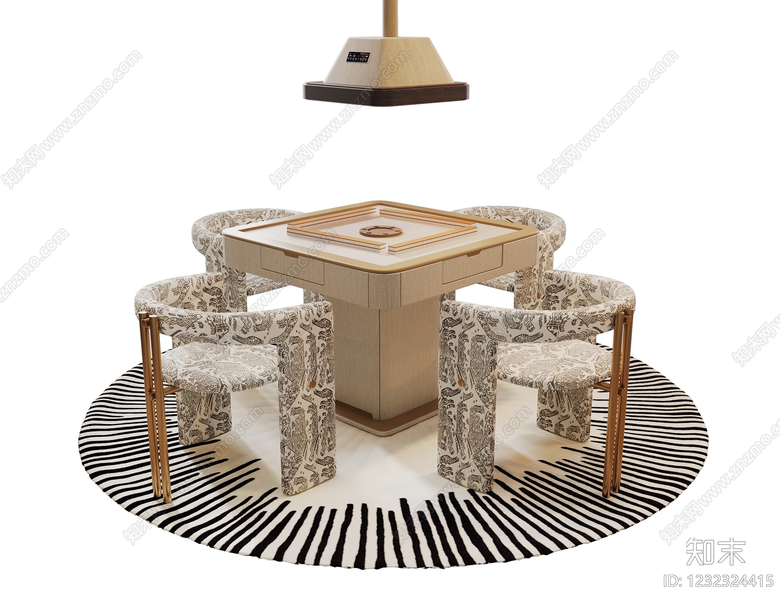 轻奢麻将桌3D模型下载【ID:1232324415】