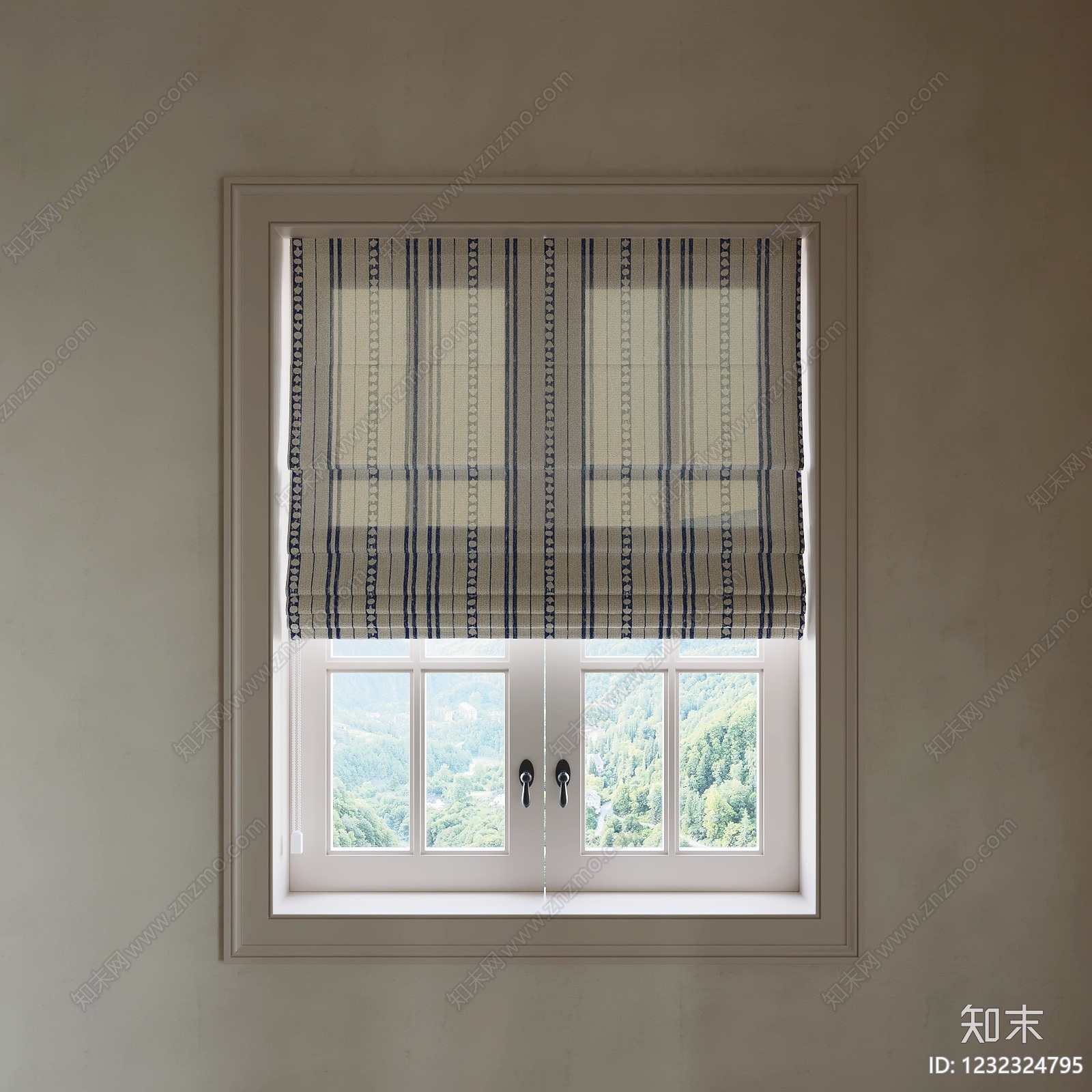 美式窗帘SU模型下载【ID:1232324795】