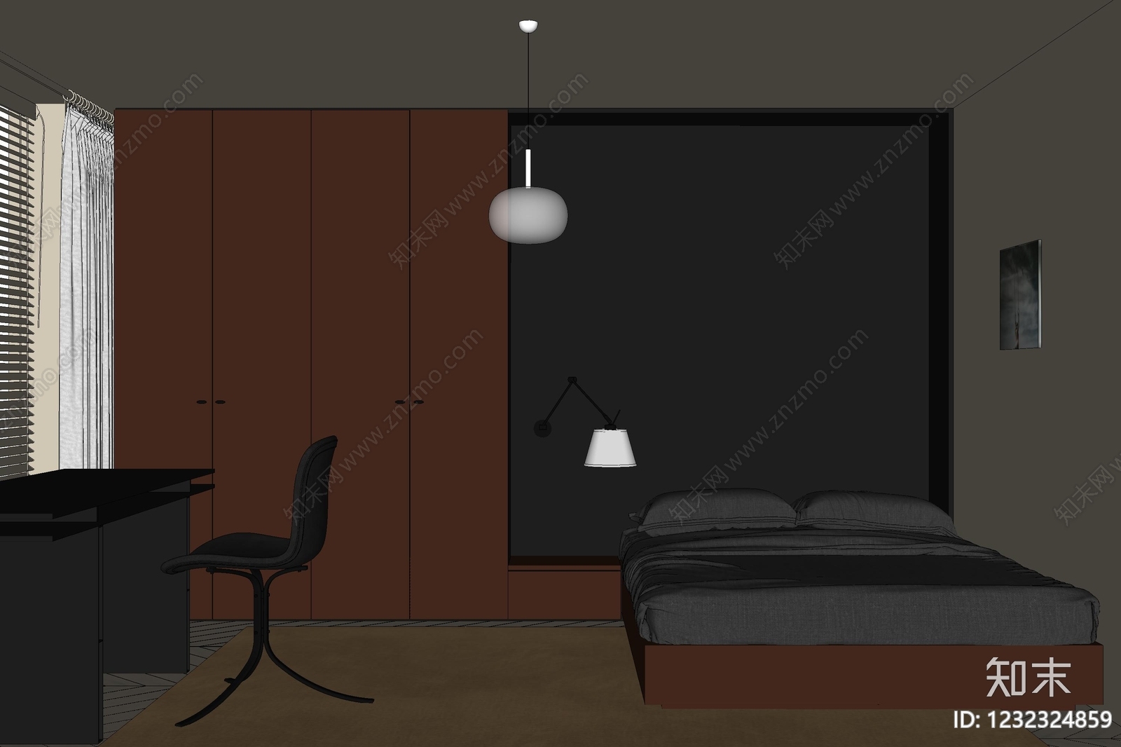 意式极简家居卧室SU模型下载【ID:1232324859】