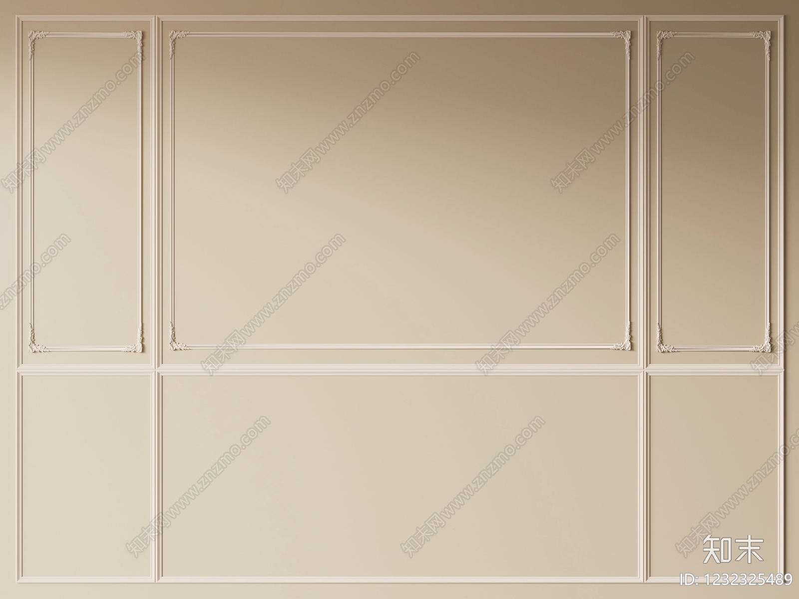 法式护墙板3D模型下载【ID:1232325489】