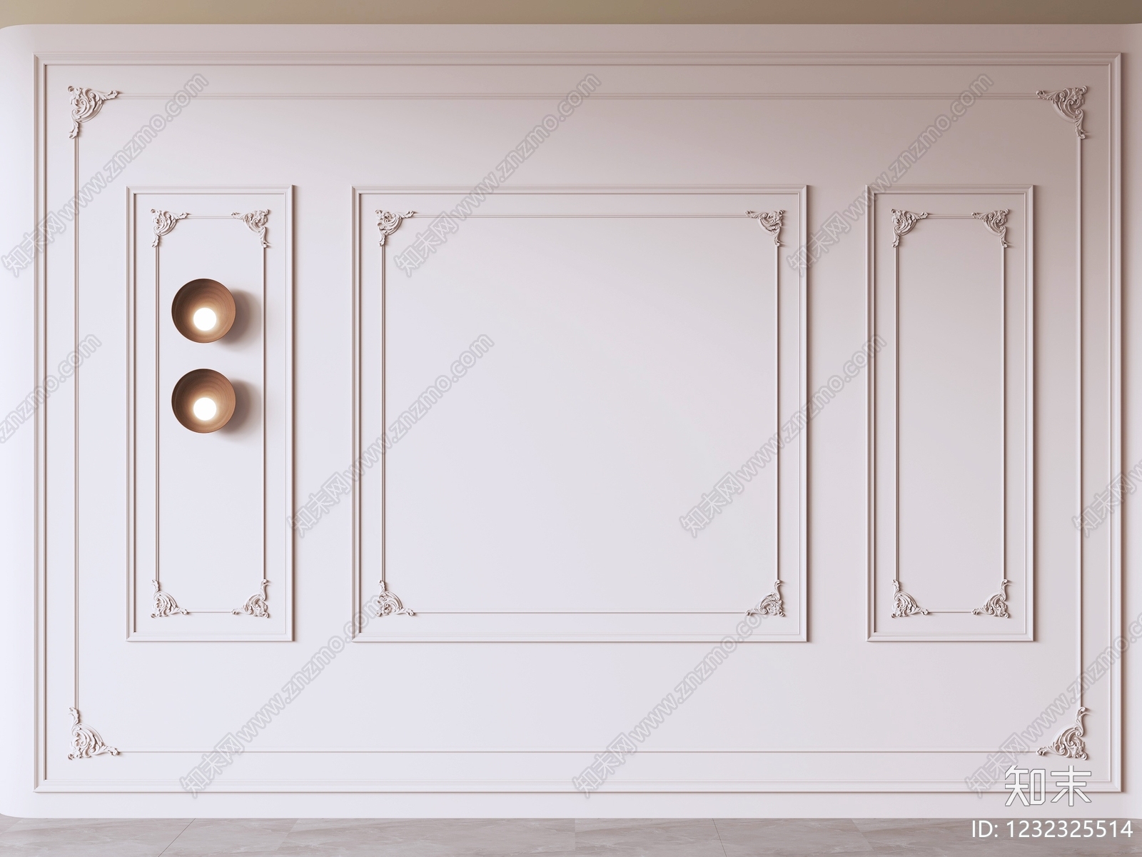 法式护墙板3D模型下载【ID:1232325514】