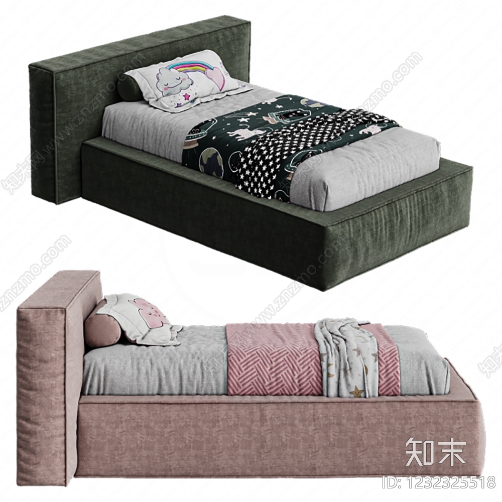 现代简约儿童床3D模型下载【ID:1232325518】