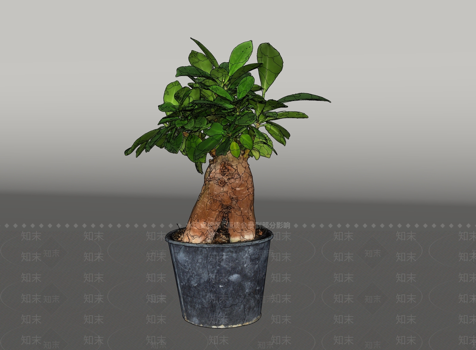 极简盆栽SU模型下载【ID:1232326246】