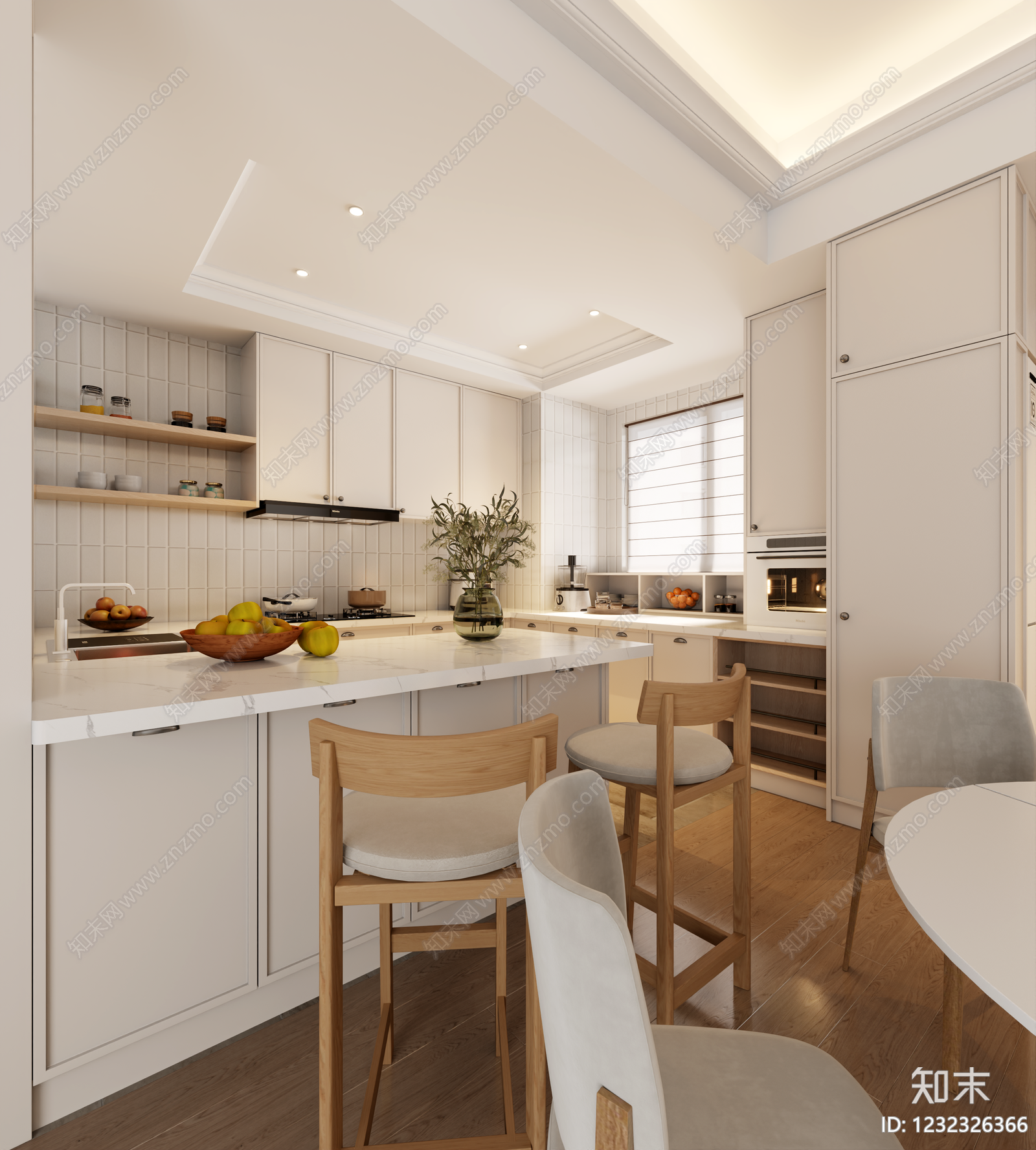 原木风开放式厨房3D模型下载【ID:1232326366】
