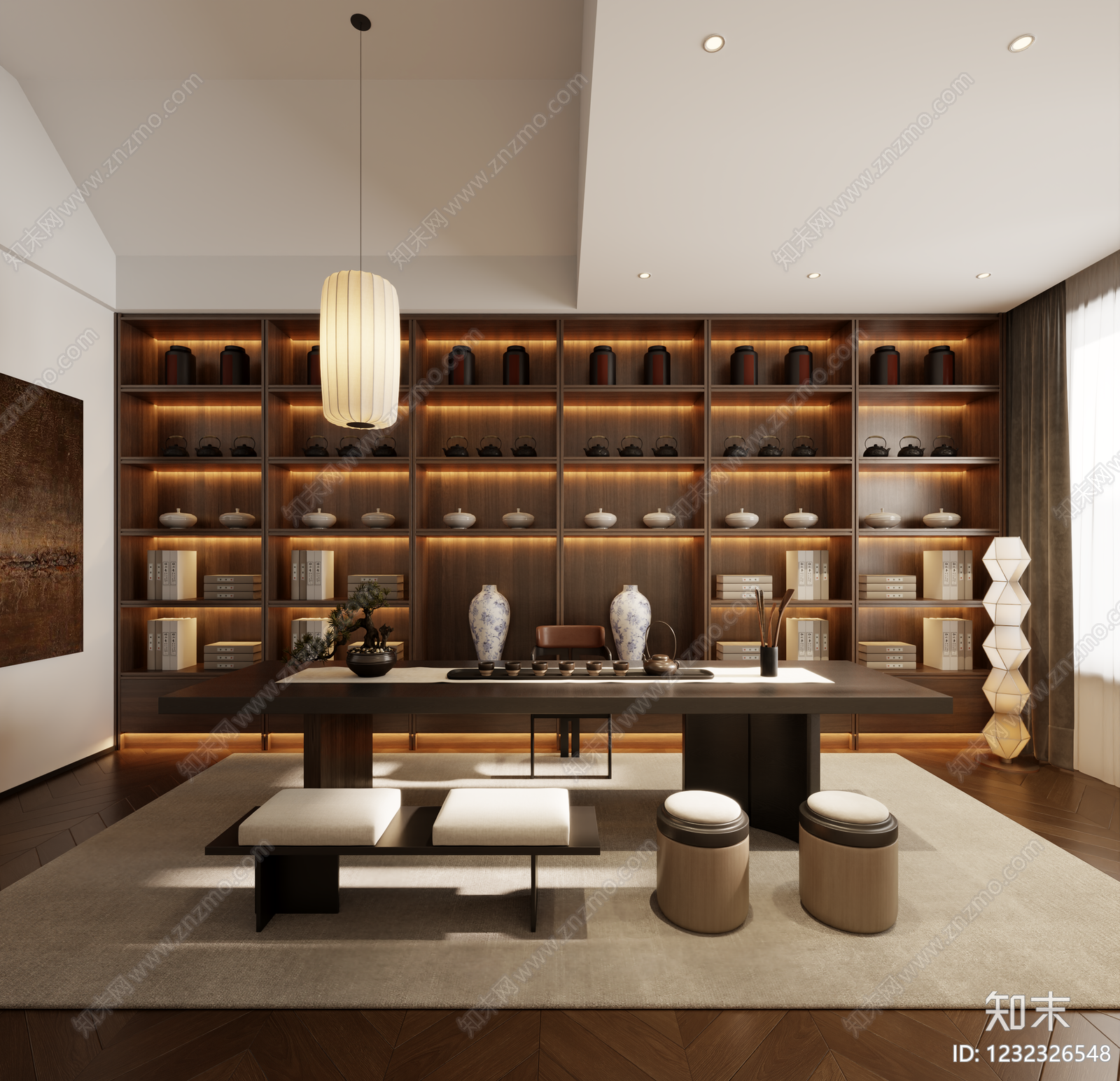 新中式茶室3D模型下载【ID:1232326548】