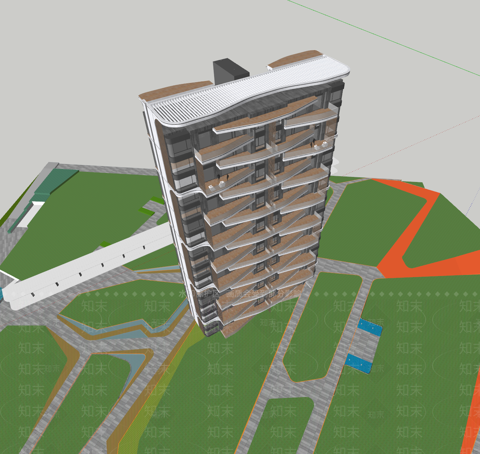 现代主义小高层住宅楼SU模型下载【ID:1232326699】