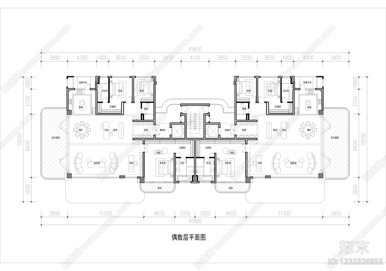 高层住宅cad施工图下载【ID:1232326955】