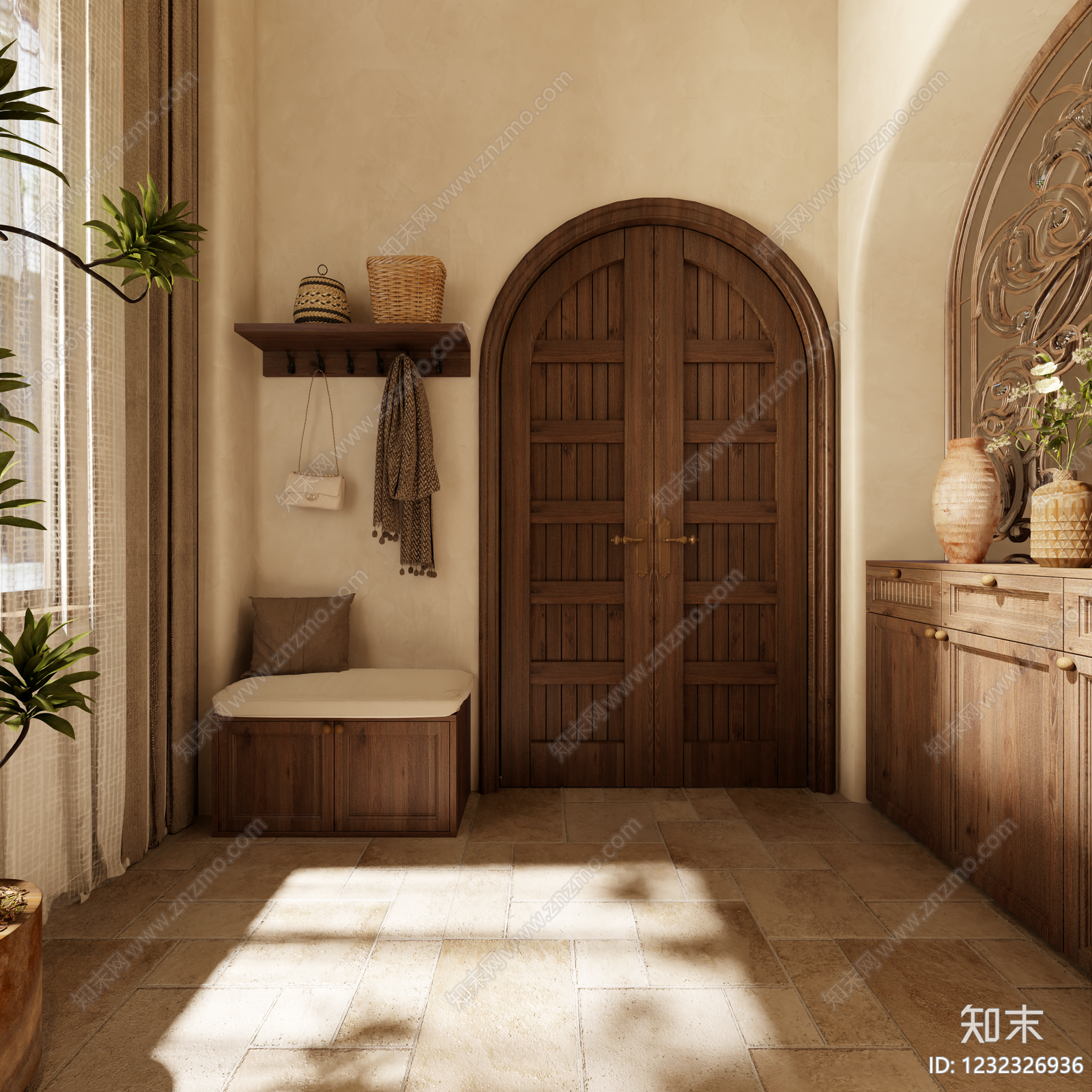 美式玄关3D模型下载【ID:1232326936】