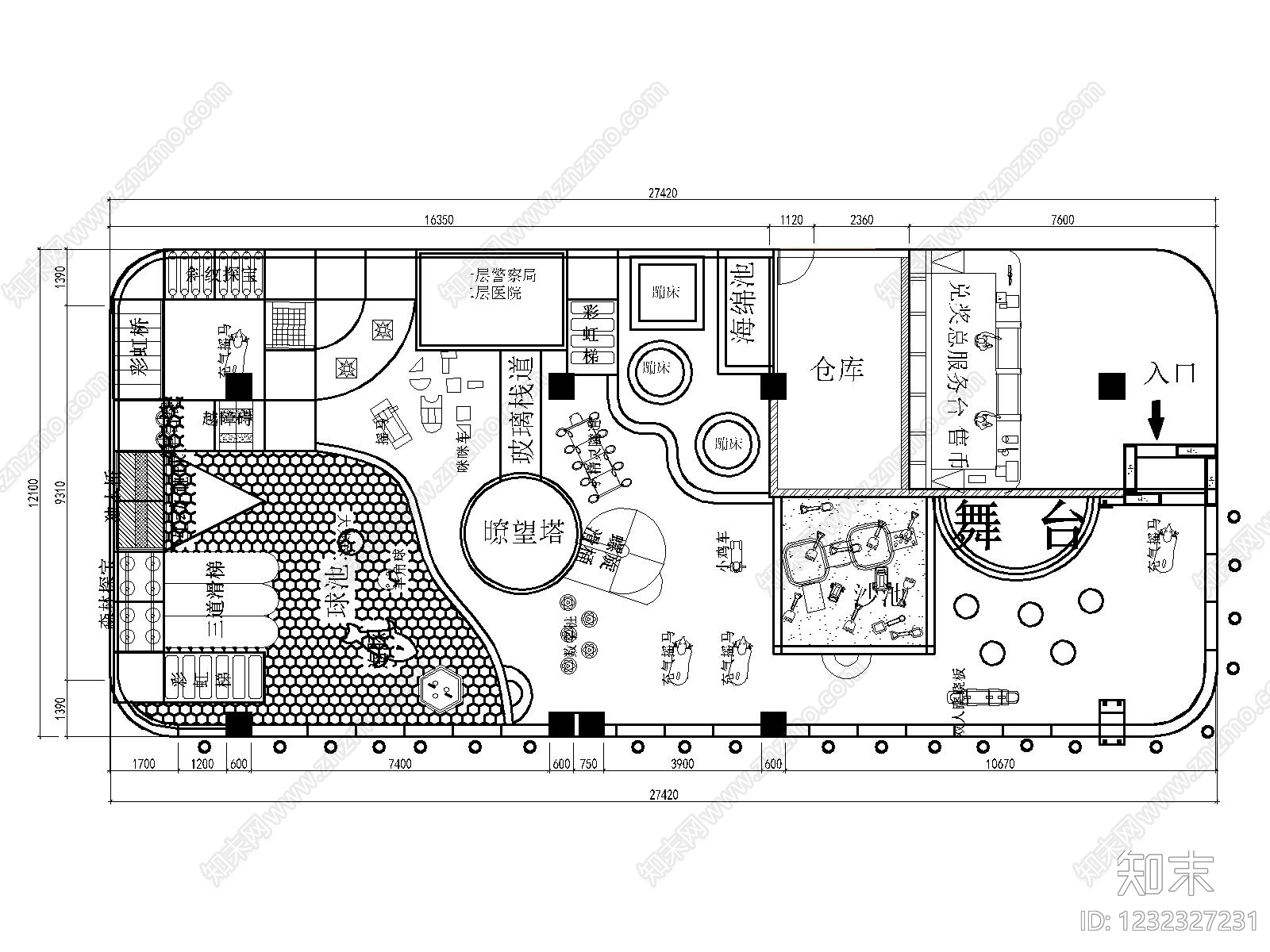 儿童乐园cad施工图下载【ID:1232327231】