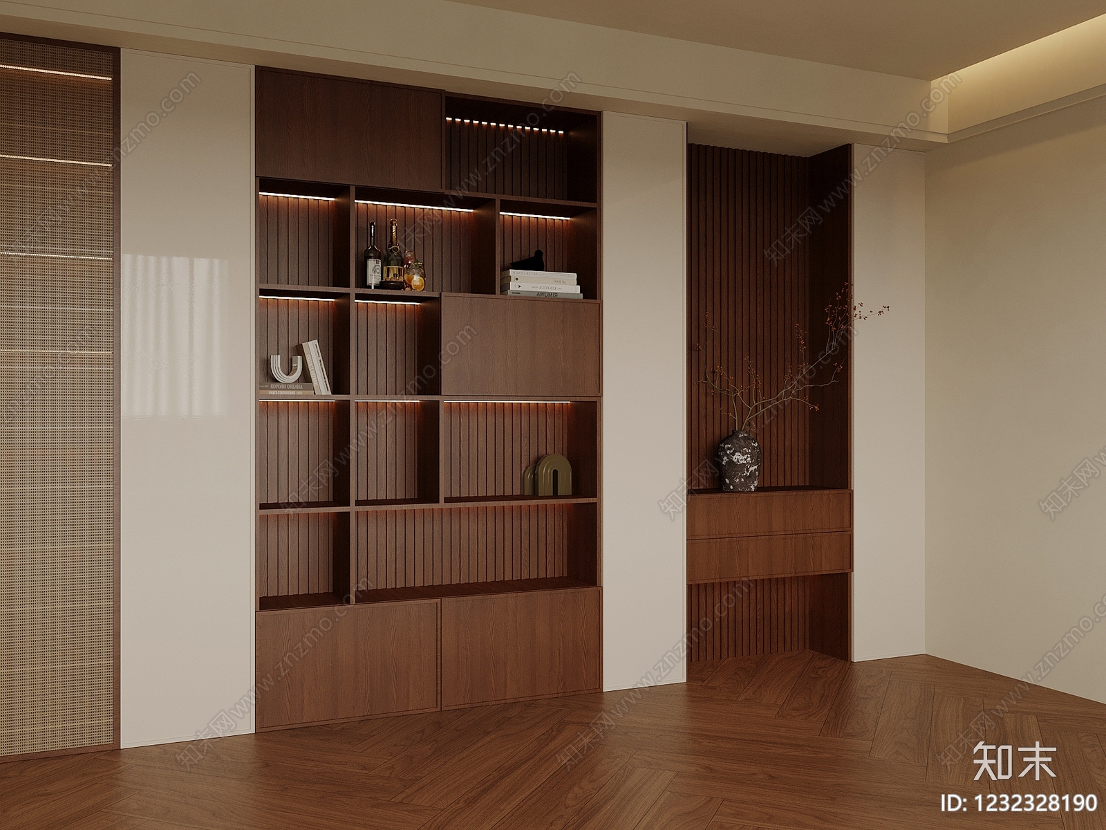 中古风书柜3D模型下载【ID:1232328190】