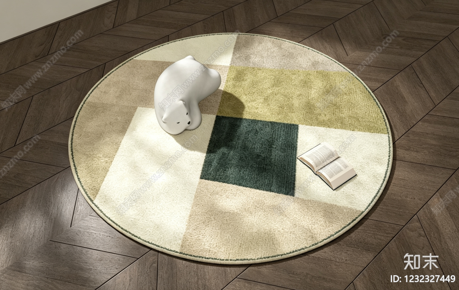 现代简约圆形地毯3D模型下载【ID:1232327449】