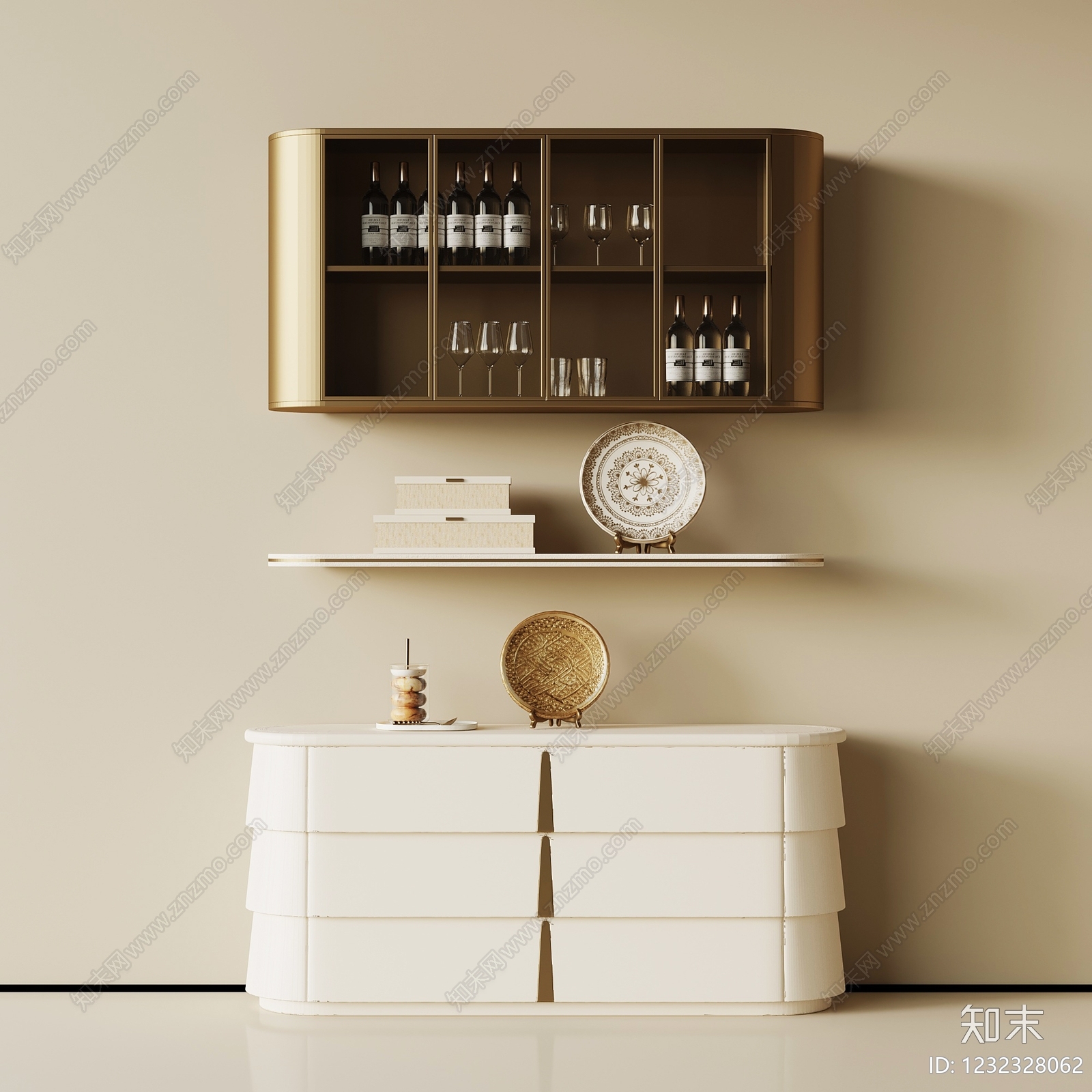 轻奢酒柜3D模型下载【ID:1232328062】