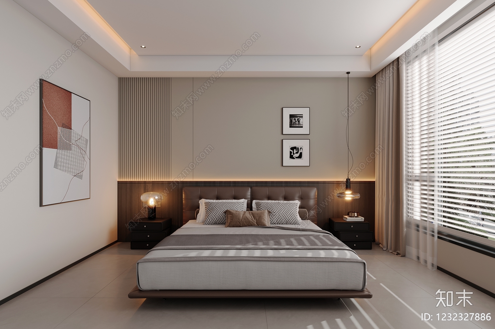 现代简约主卧3D模型下载【ID:1232327886】