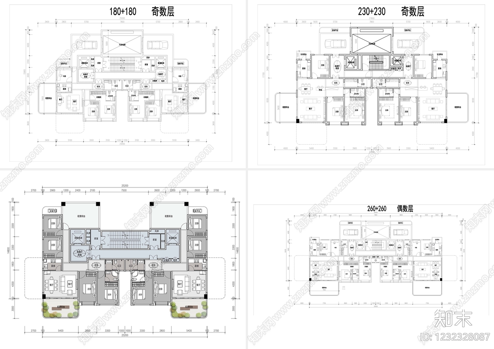 住宅楼建筑cad施工图下载【ID:1232328087】