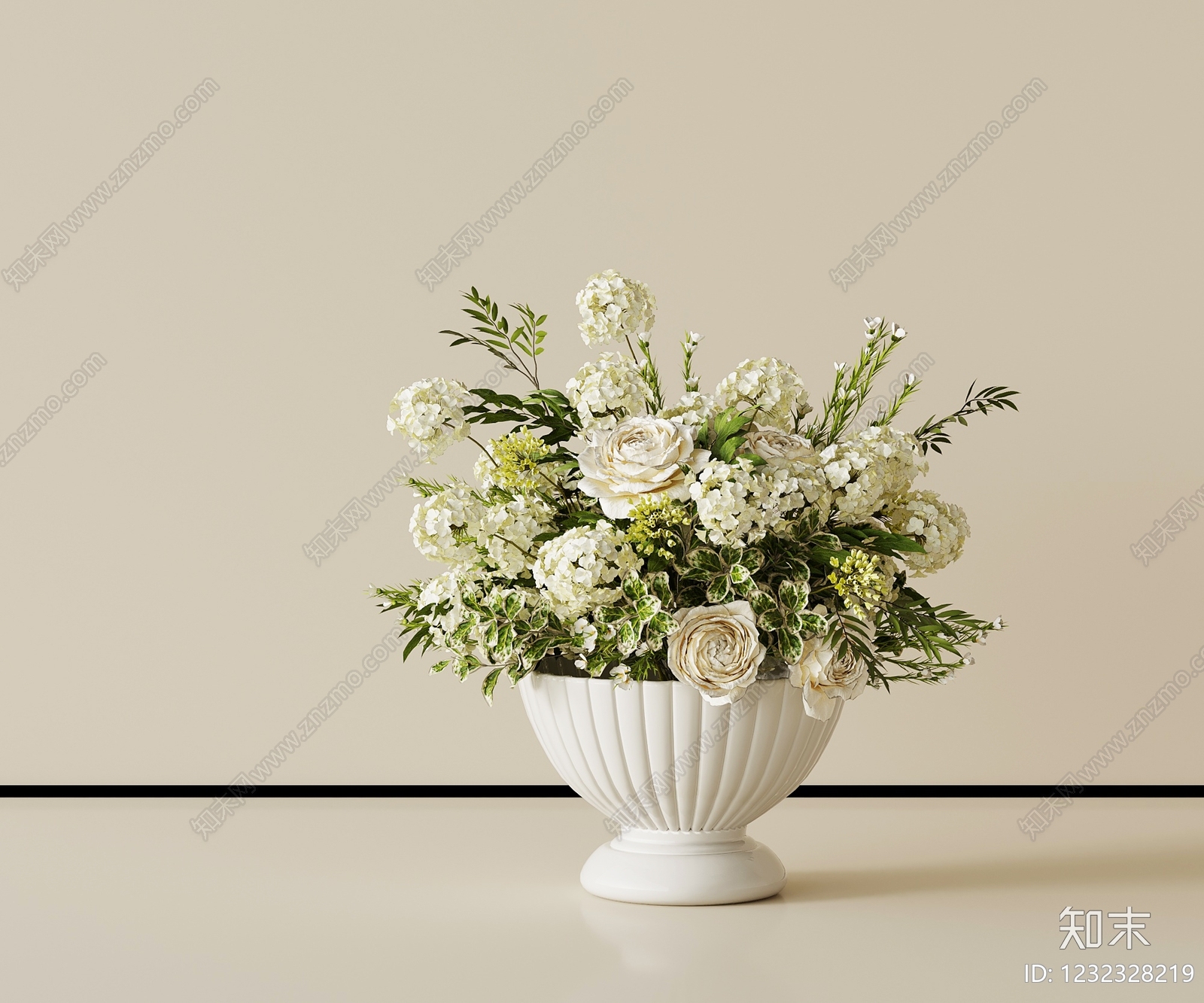 法式花瓶3D模型下载【ID:1232328219】