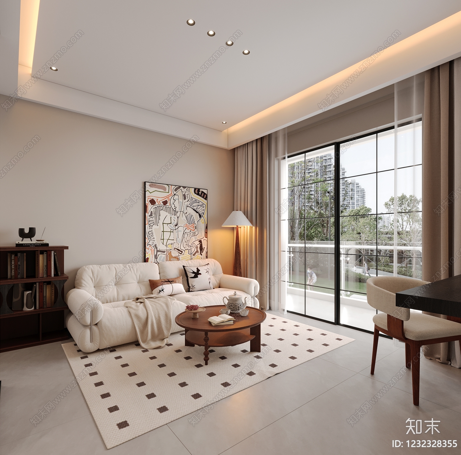 奶油风主卧3D模型下载【ID:1232328355】