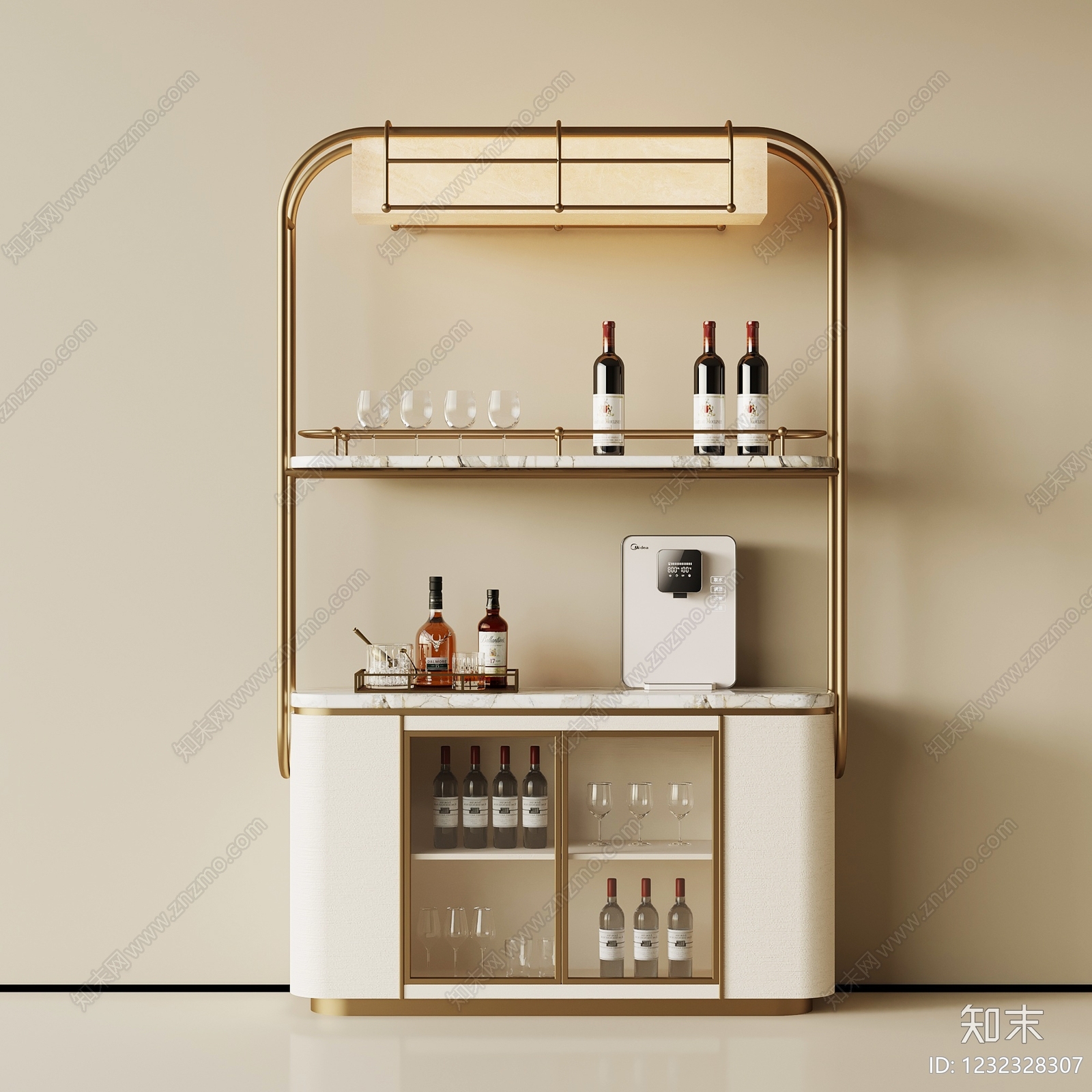 轻奢酒柜3D模型下载【ID:1232328307】
