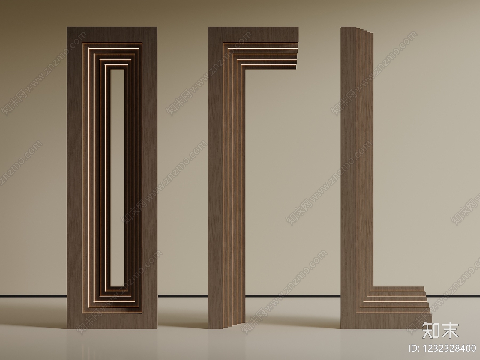 极简木饰面3D模型下载【ID:1232328400】