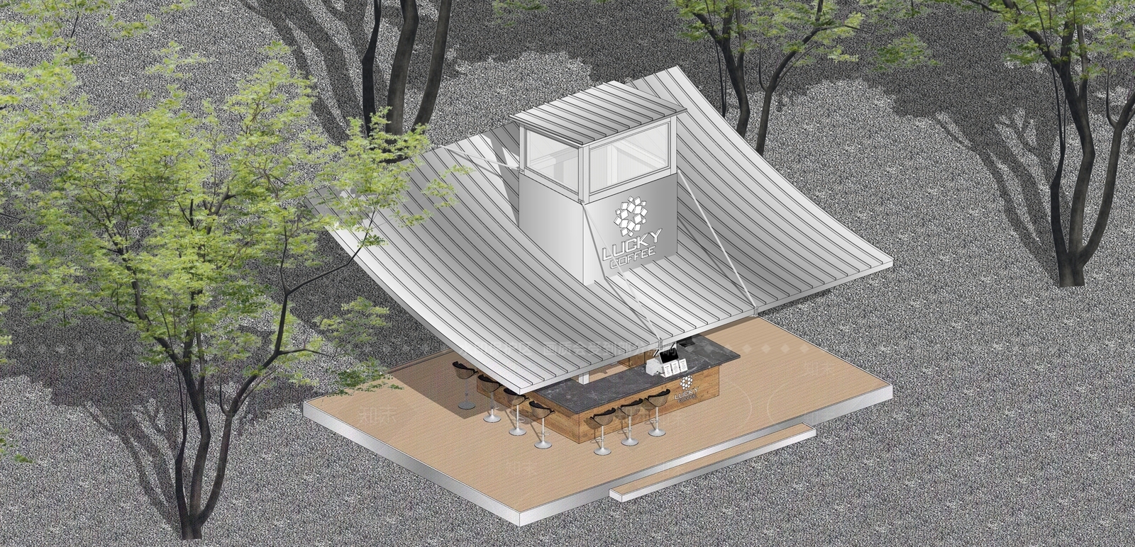 现代主义餐饮建筑SU模型下载【ID:1232328489】