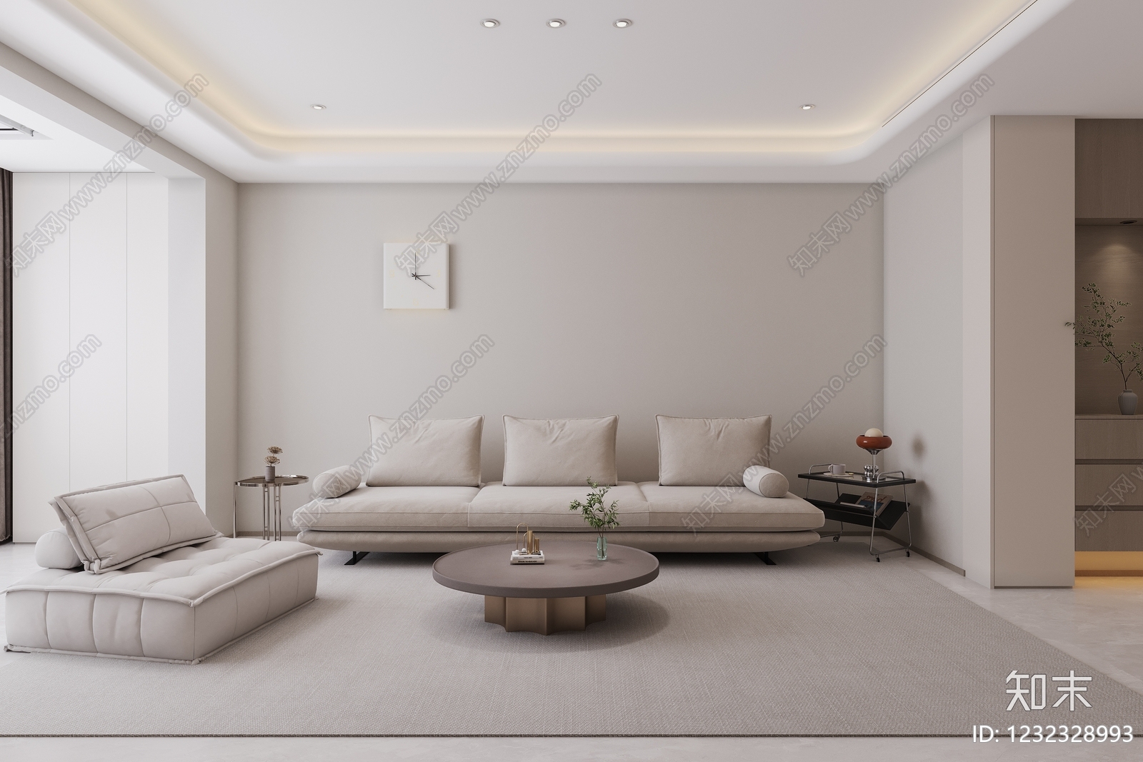 奶油风家居客厅3D模型下载【ID:1232328993】