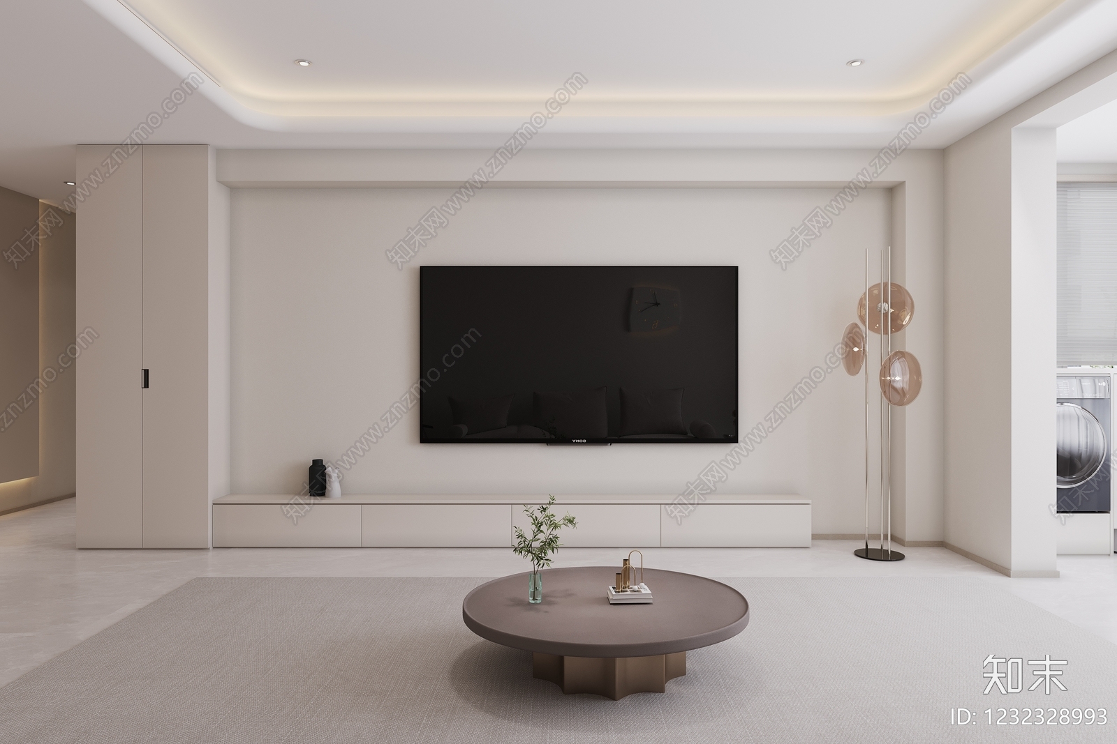 奶油风家居客厅3D模型下载【ID:1232328993】