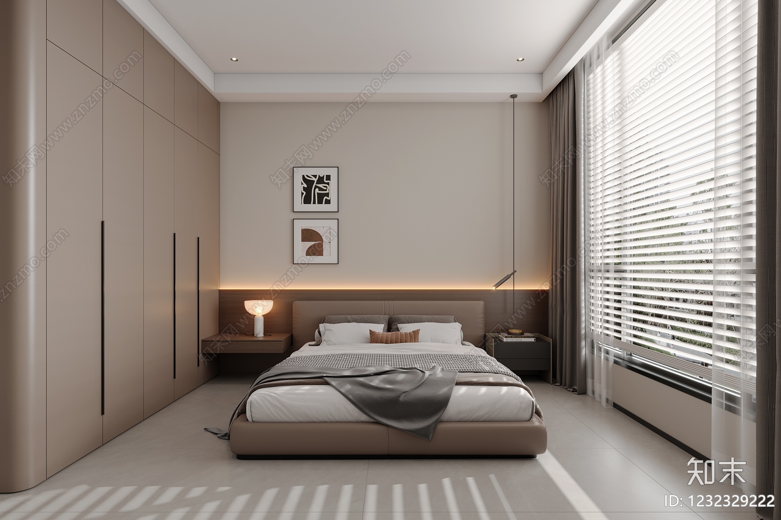 现代简约主卧3D模型下载【ID:1232329222】