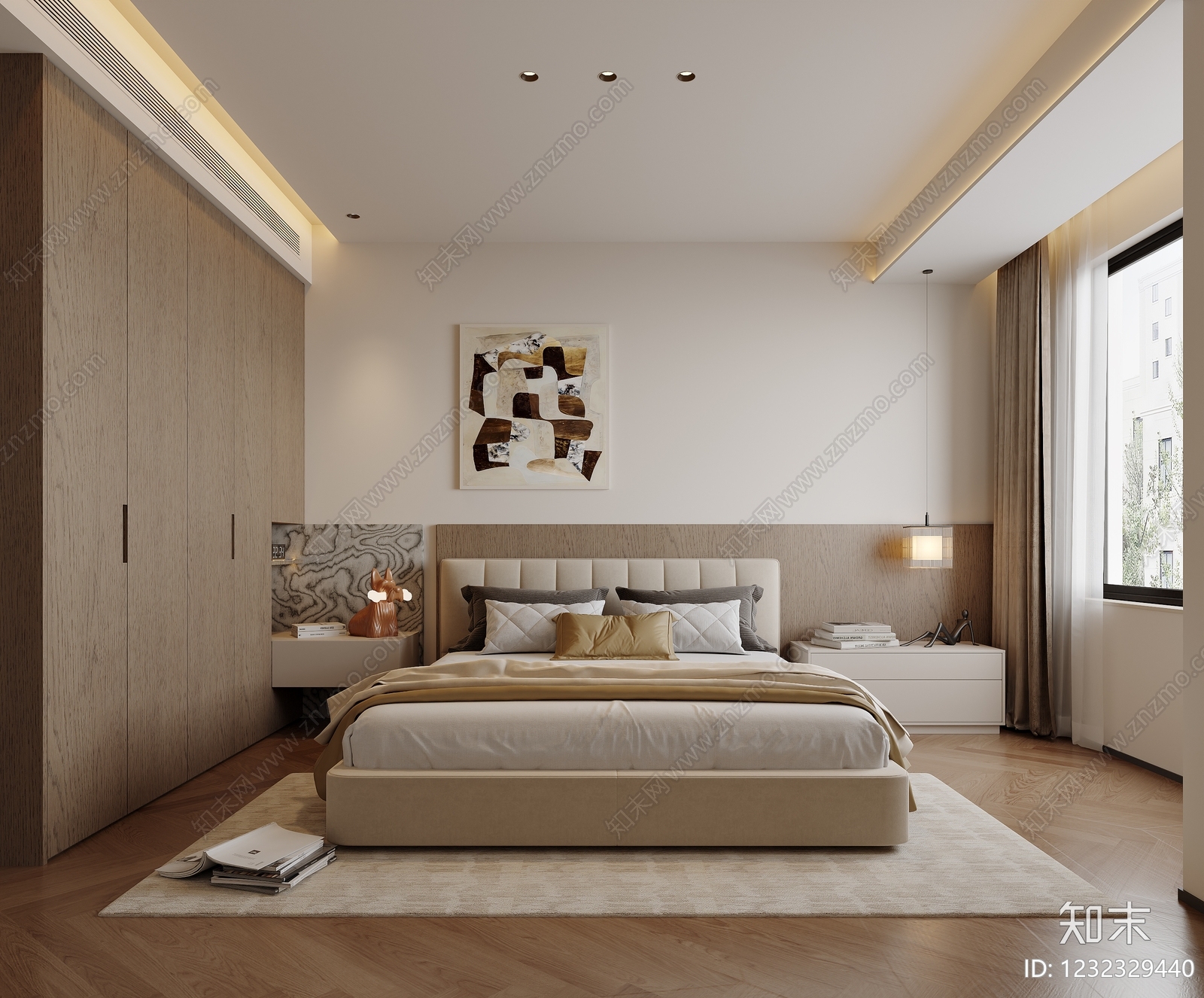 现代简约主卧3D模型下载【ID:1232329440】