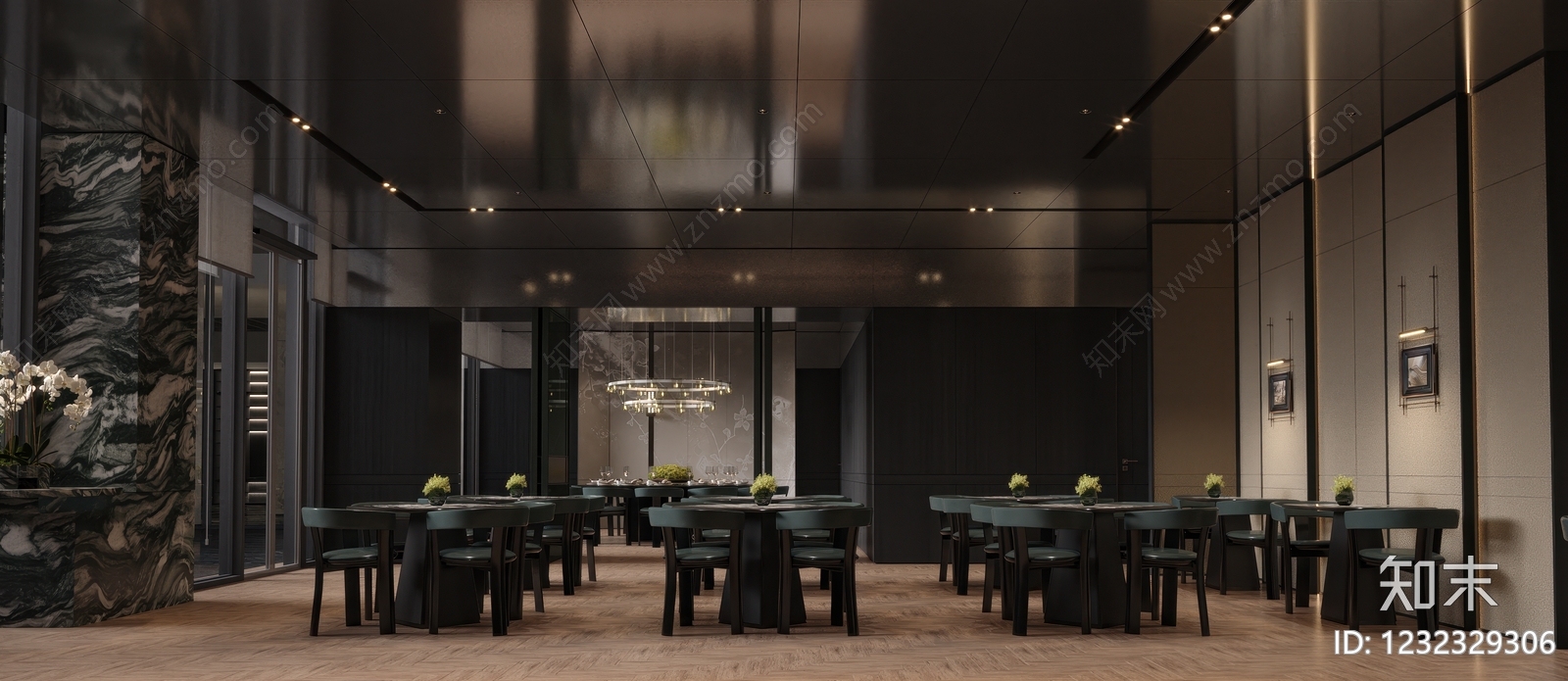轻奢酒店餐厅3D模型下载【ID:1232329306】