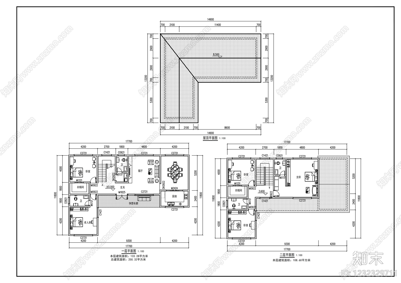 别墅建筑cad施工图下载【ID:1232329711】