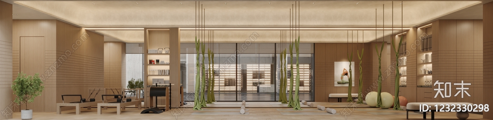 原木风瑜伽室3D模型下载【ID:1232330298】