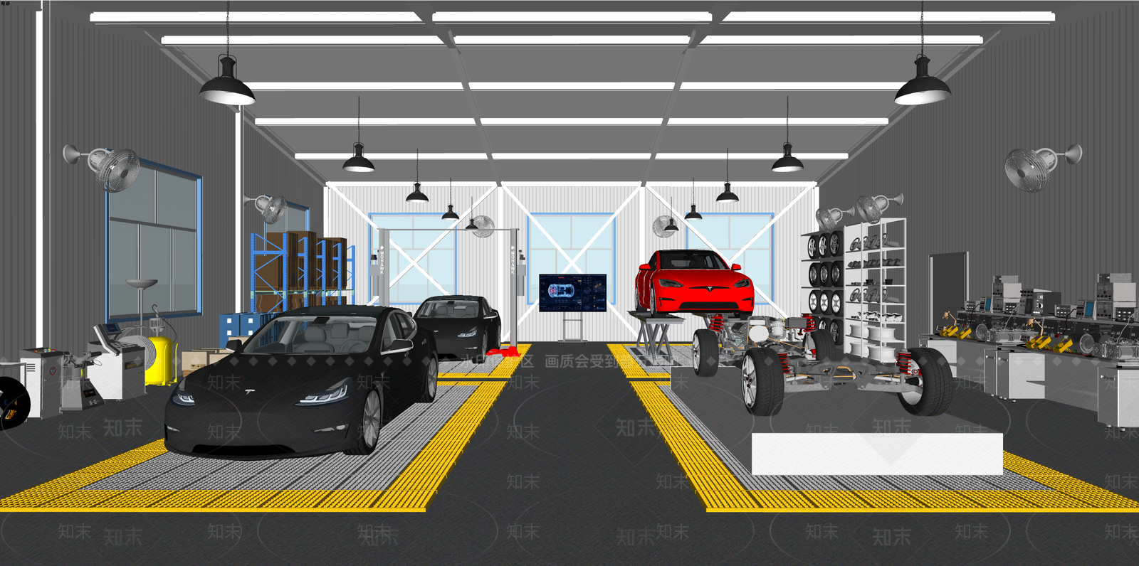 工业风汽车4S店SU模型下载【ID:1232330393】