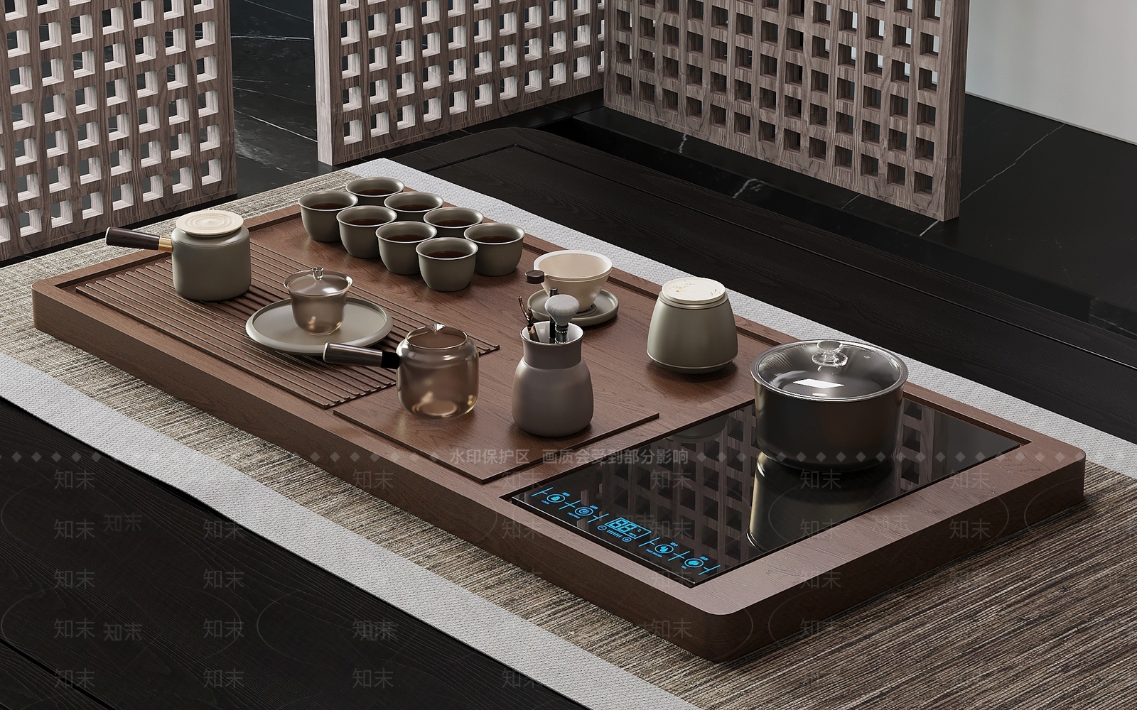 新中式茶具SU模型下载【ID:1232331905】