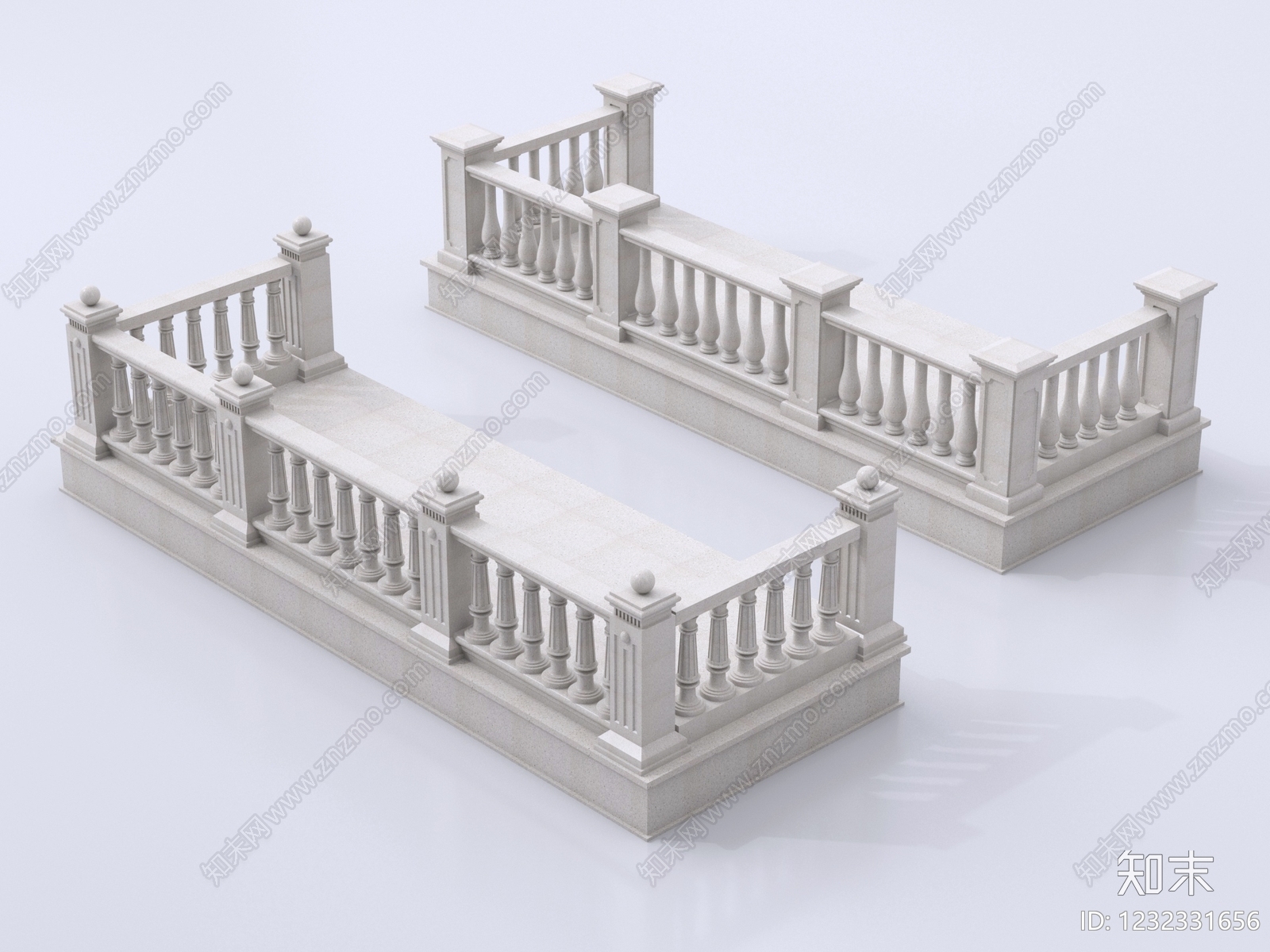 欧式古建栏杆3D模型下载【ID:1232331656】
