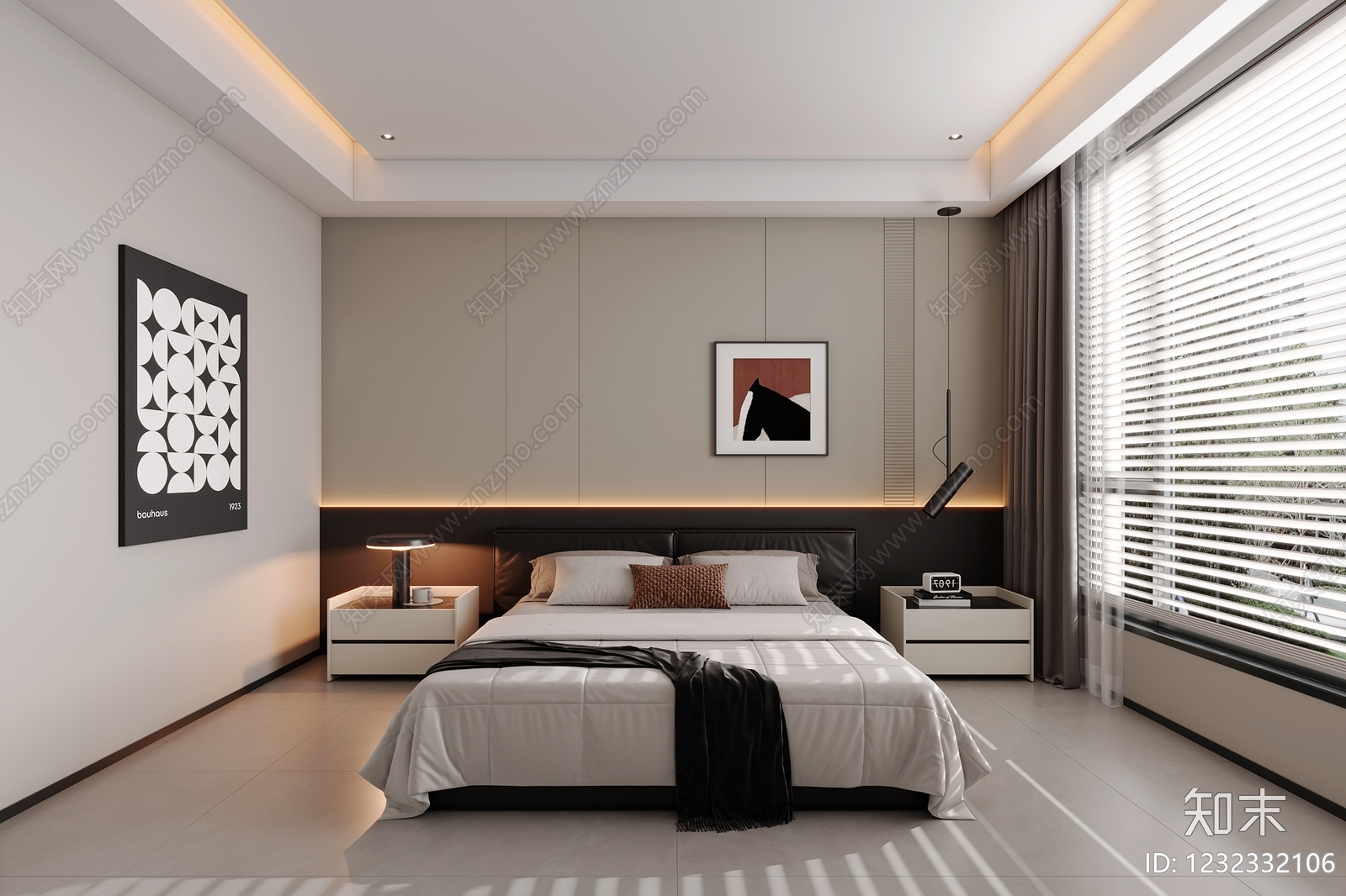 现代简约主卧3D模型下载【ID:1232332106】