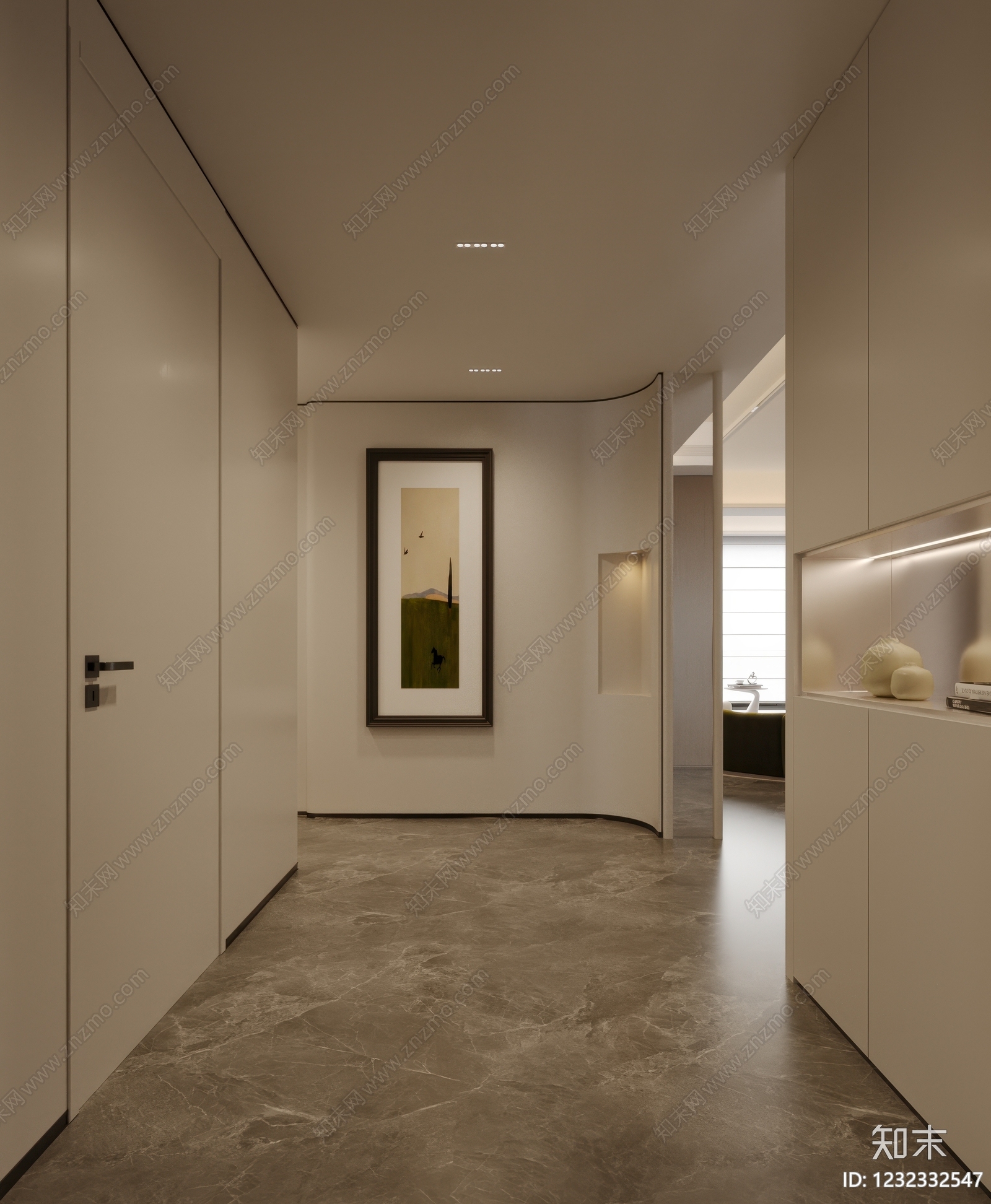 现代简约大平层客餐厅3D模型下载【ID:1232332547】