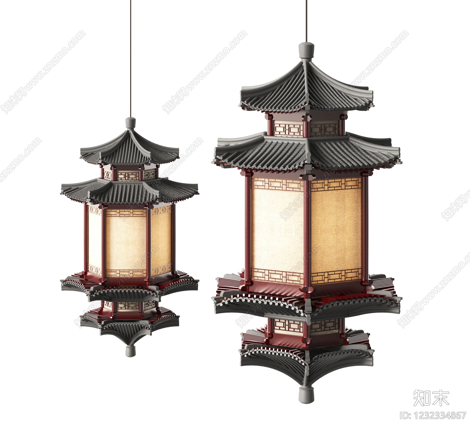 中式灯笼SU模型下载【ID:1232334867】