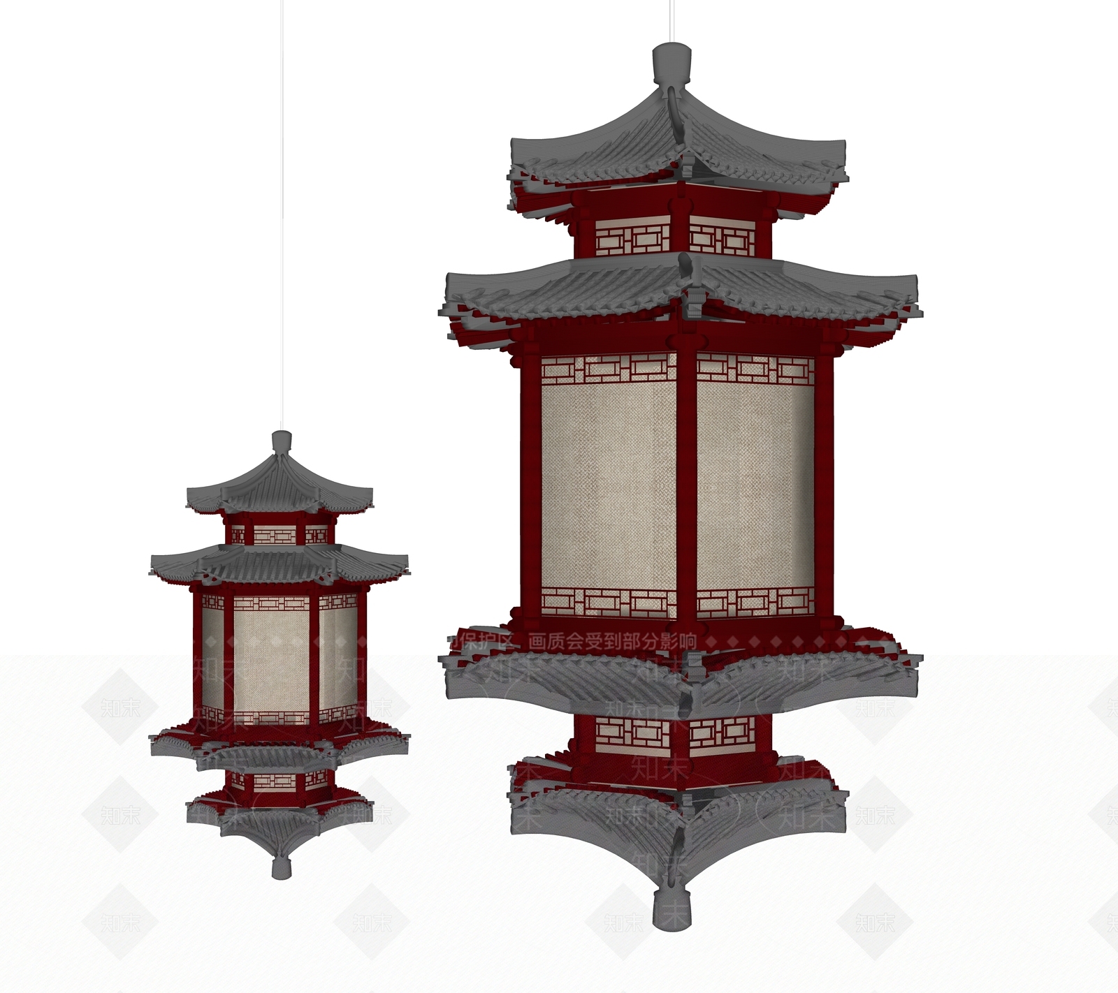 中式灯笼SU模型下载【ID:1232334867】